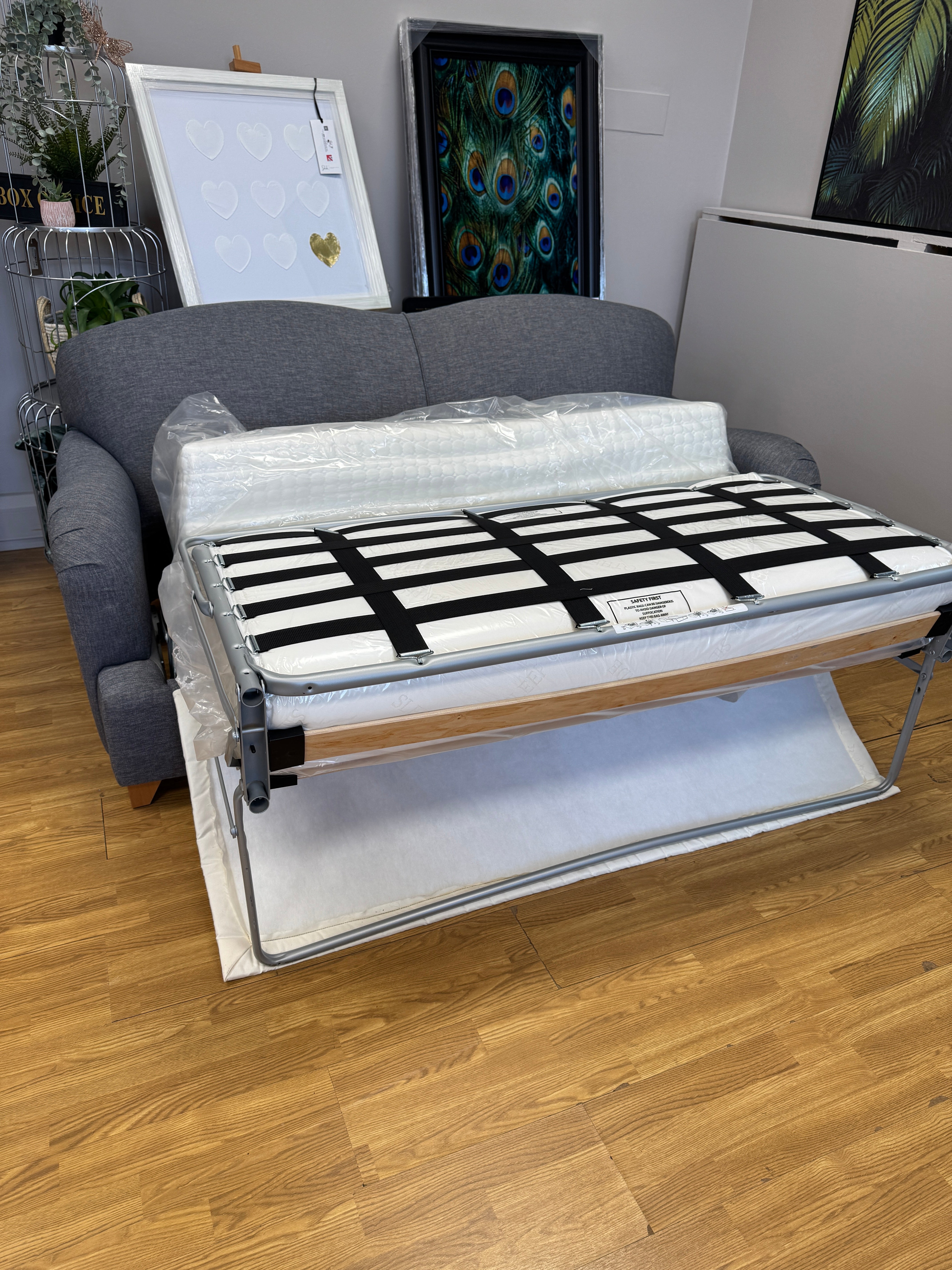 Appledoe 3 seater sofa bed (with memory foam mattress) in Mercury linen fabric