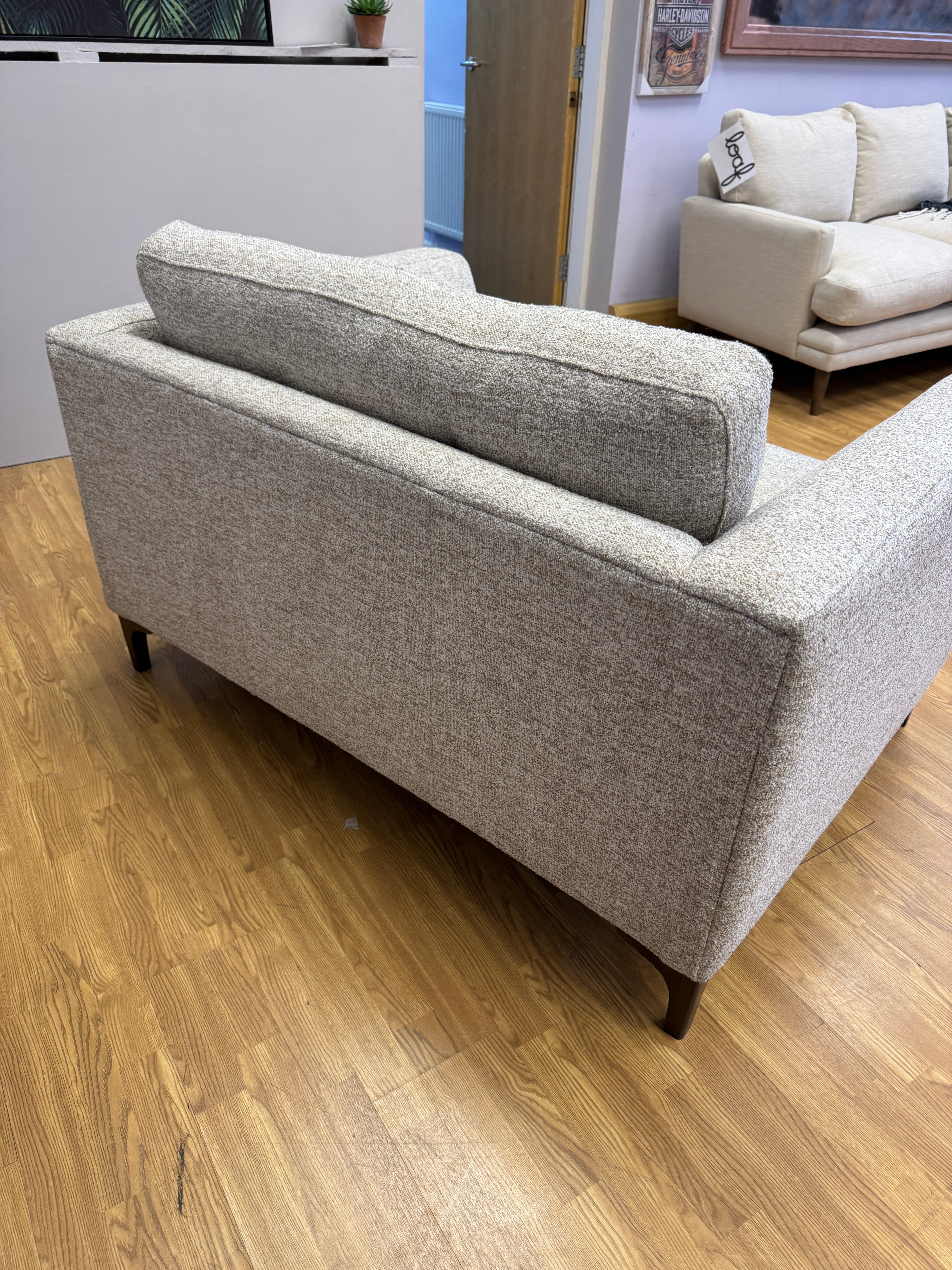Mateo loveseat in mixed boucle weave natural fabric