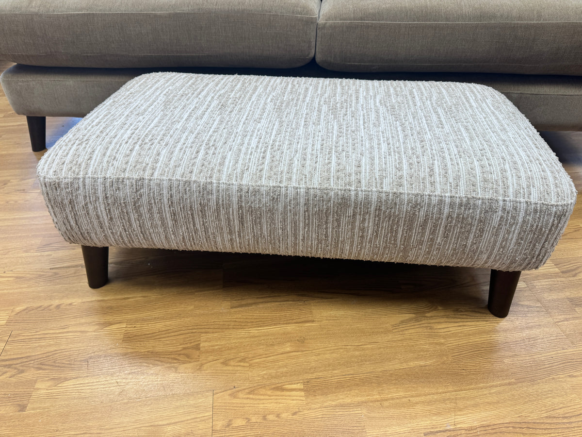 Rowen footstool in ivory haze stripe fabric