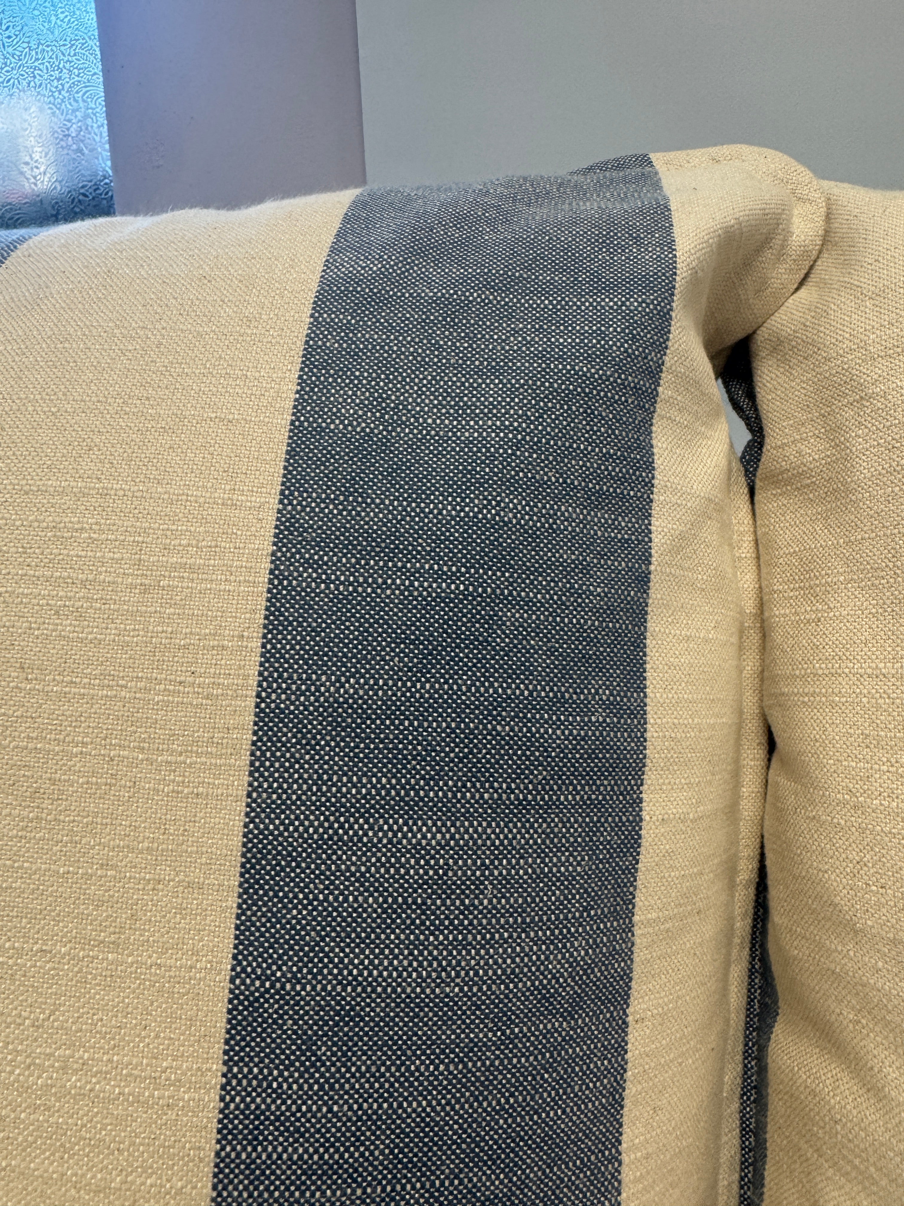 Howth 4 seater sofa in denim blue & white stripe fabric