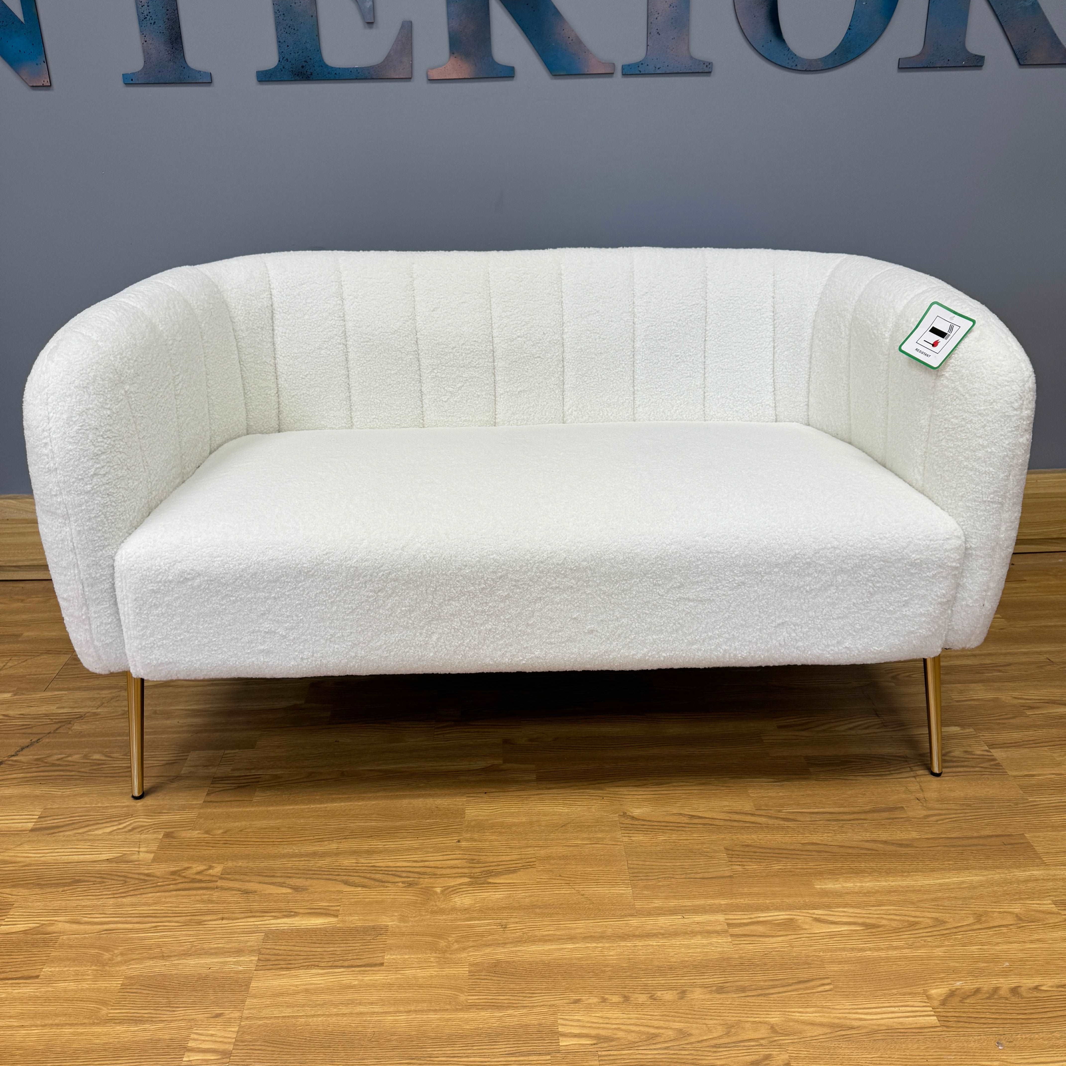 AMBROSE 2 seater curved back sofa in off white boucle fabric