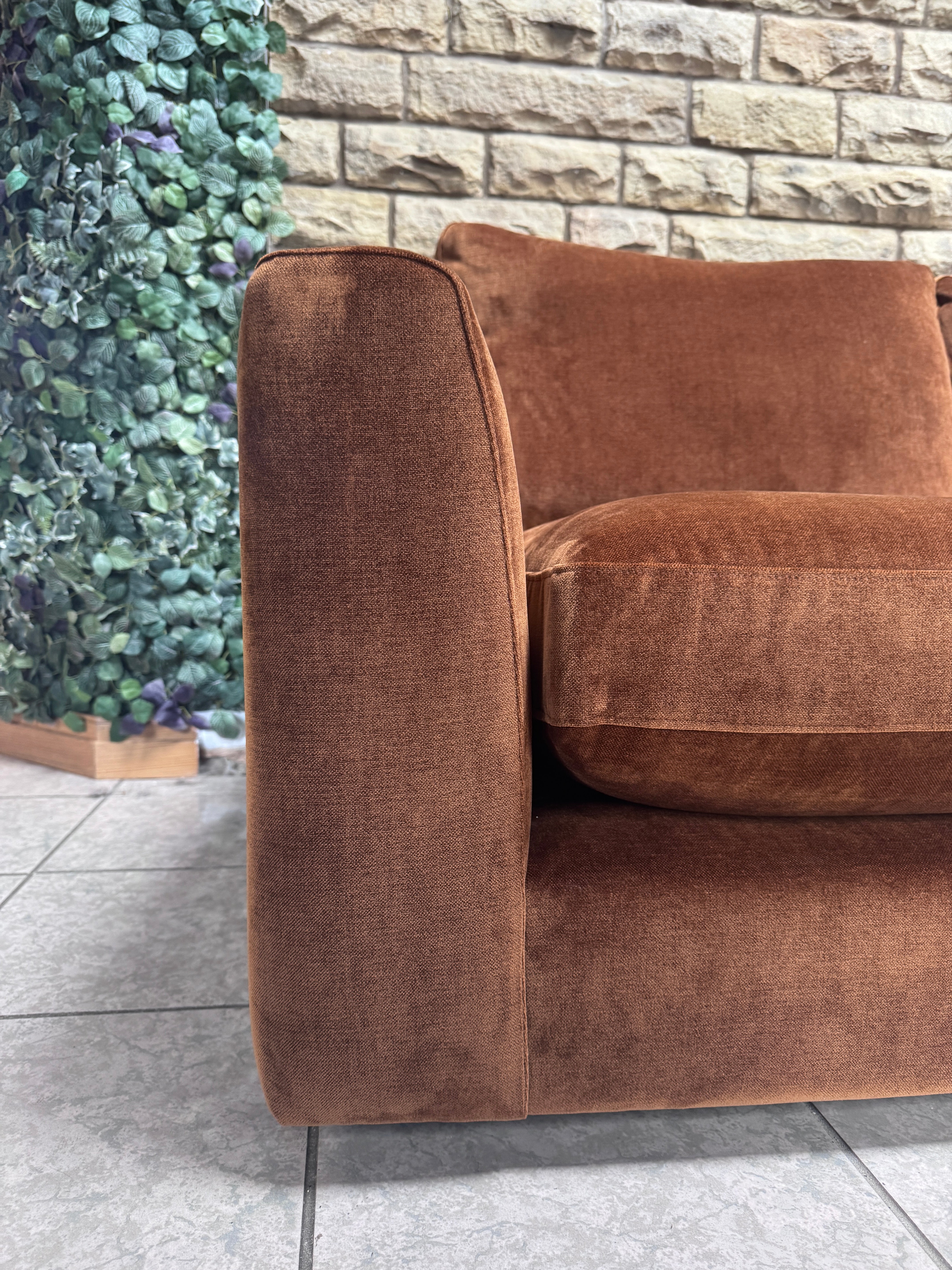 Maddox XL Right facing 2 piece chaise sofa in Masala burnt orange chenille fabric