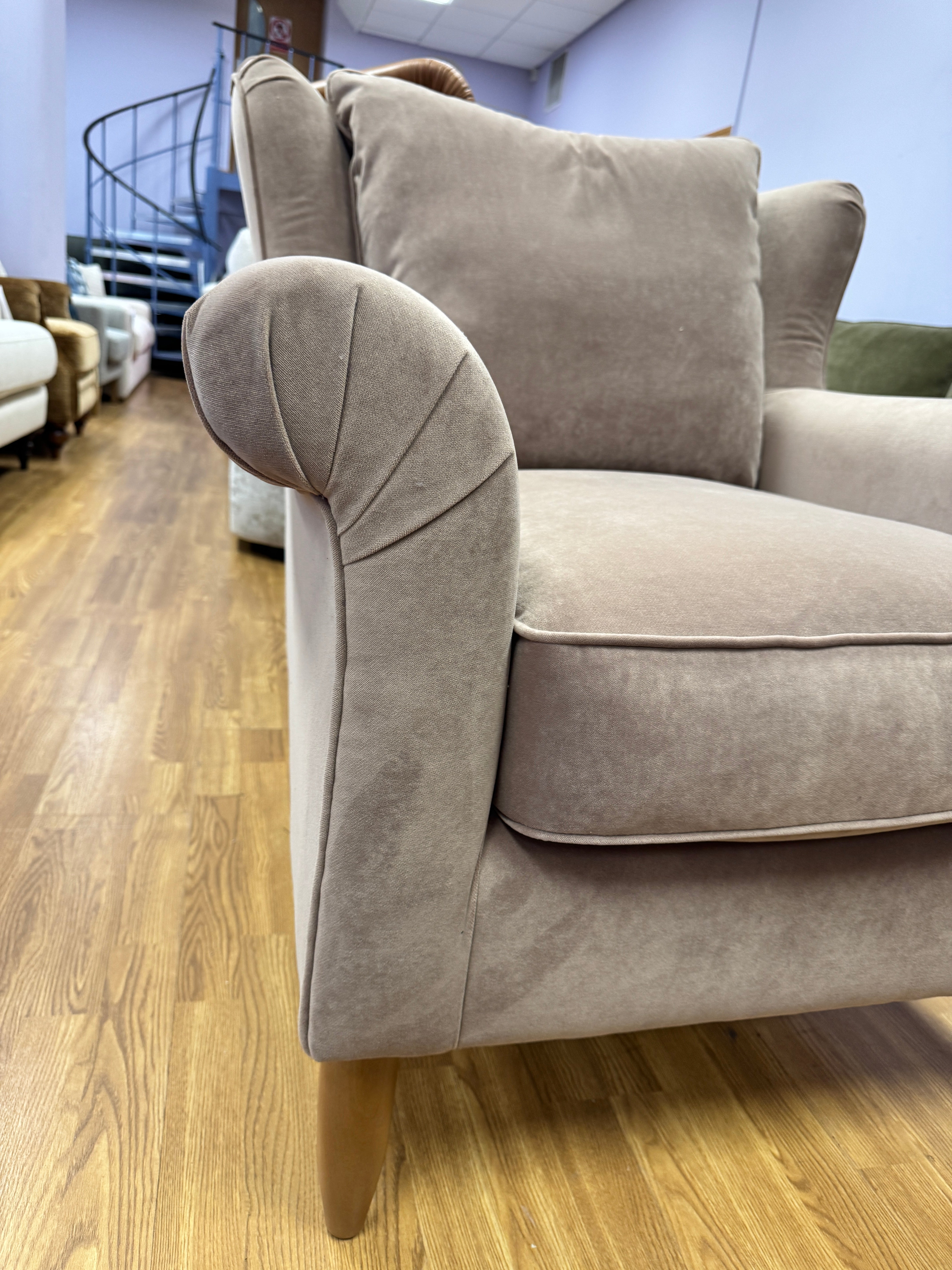 Graham accent chair in Plaster taupe velvet fabric