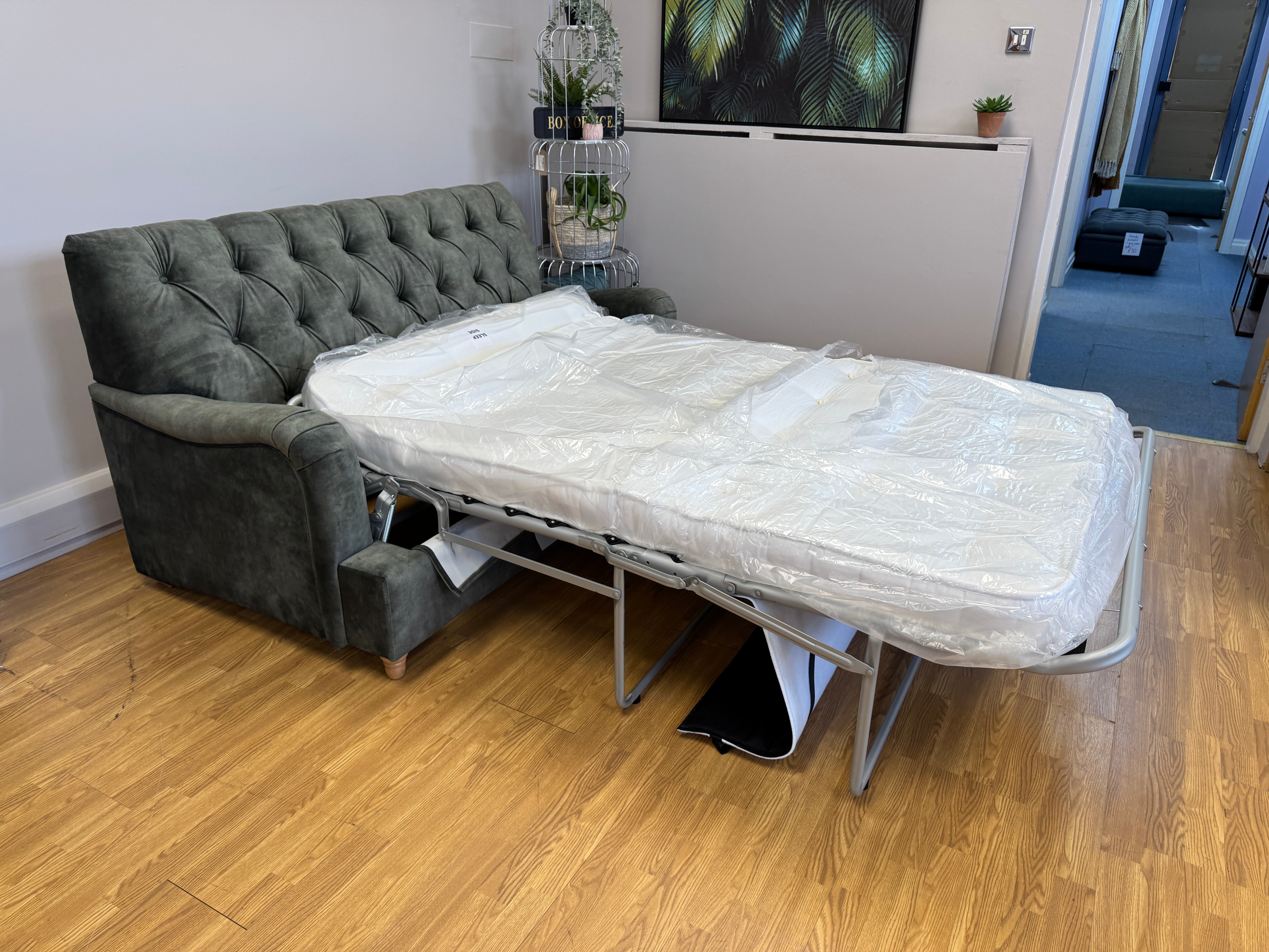 Willow & Hall Foxcote 2 seater sofa bed in Forest green vintage velvet