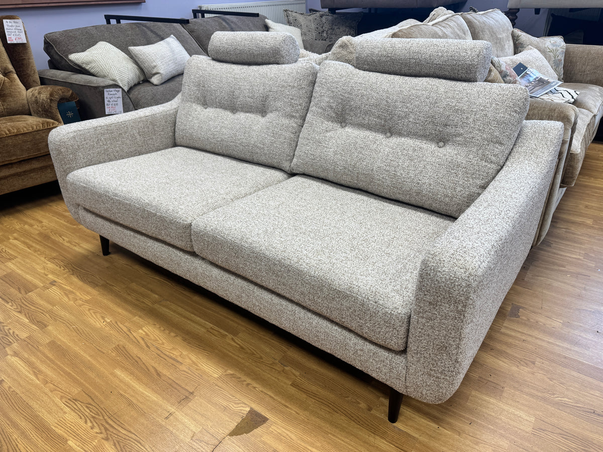 Lisbon 3 seater sofa with removable headrests in soft natural mix boucle fabric