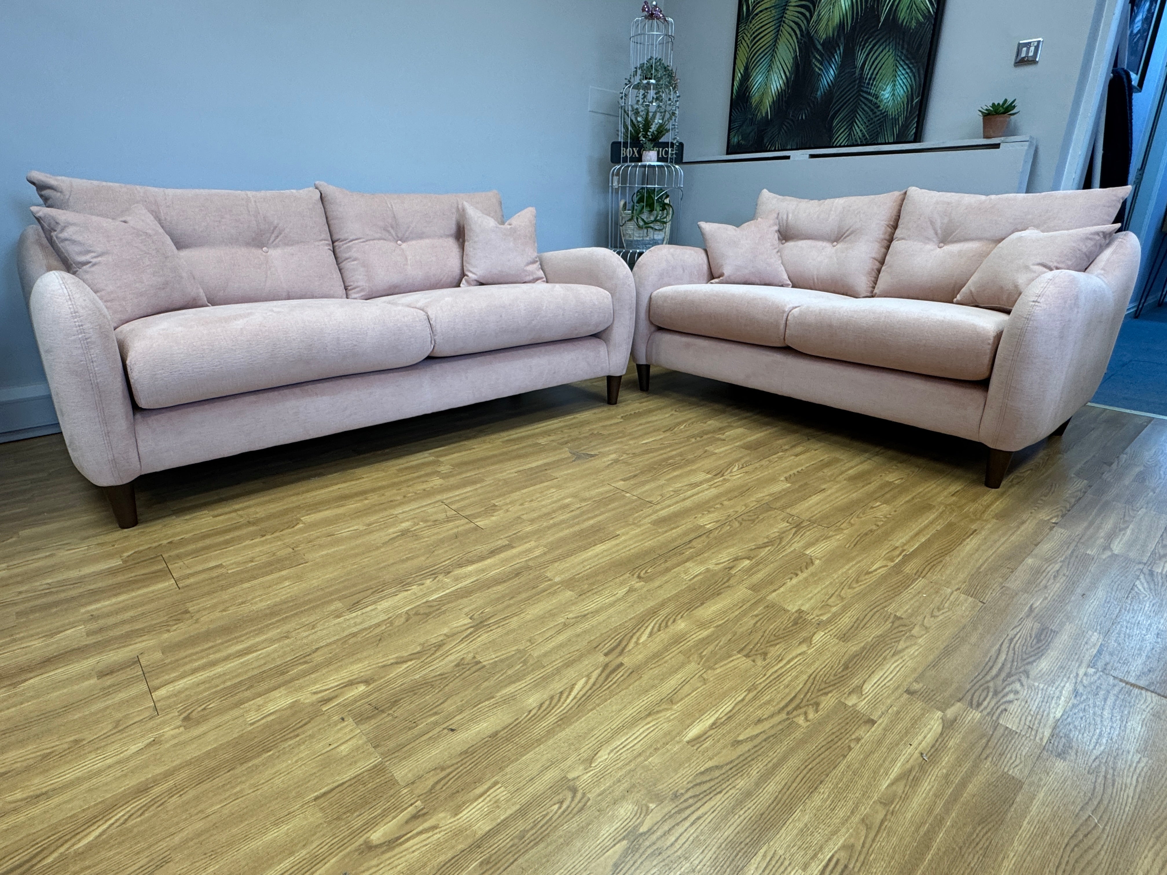 Ambleside 2 seater standard back sofa in Vogue Dusty Pink fabric