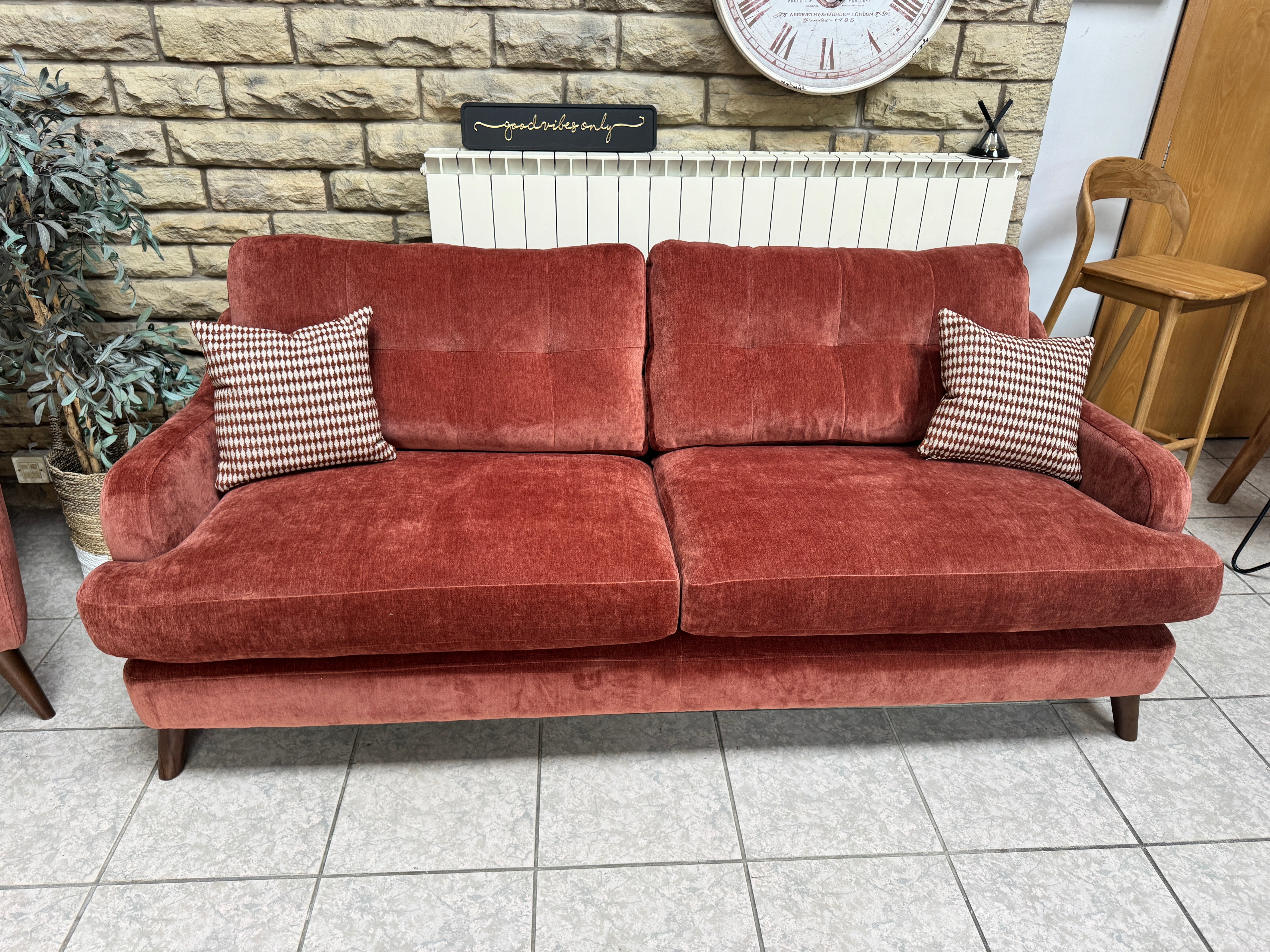 Loften large 3 seater standard back sofa in Witton Brick chenille