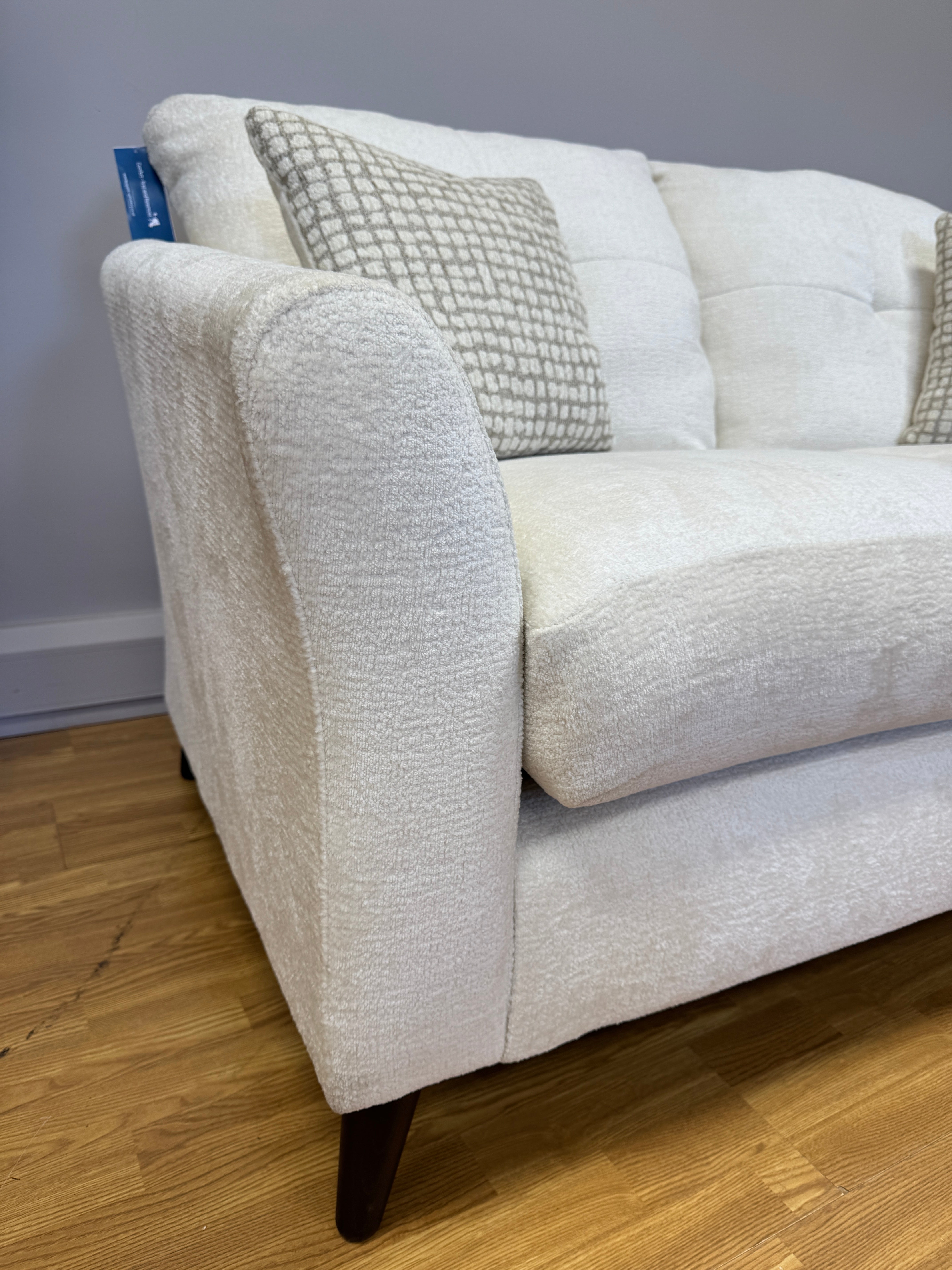 Molly 2 seater sofa in Rory Milk soft fabric