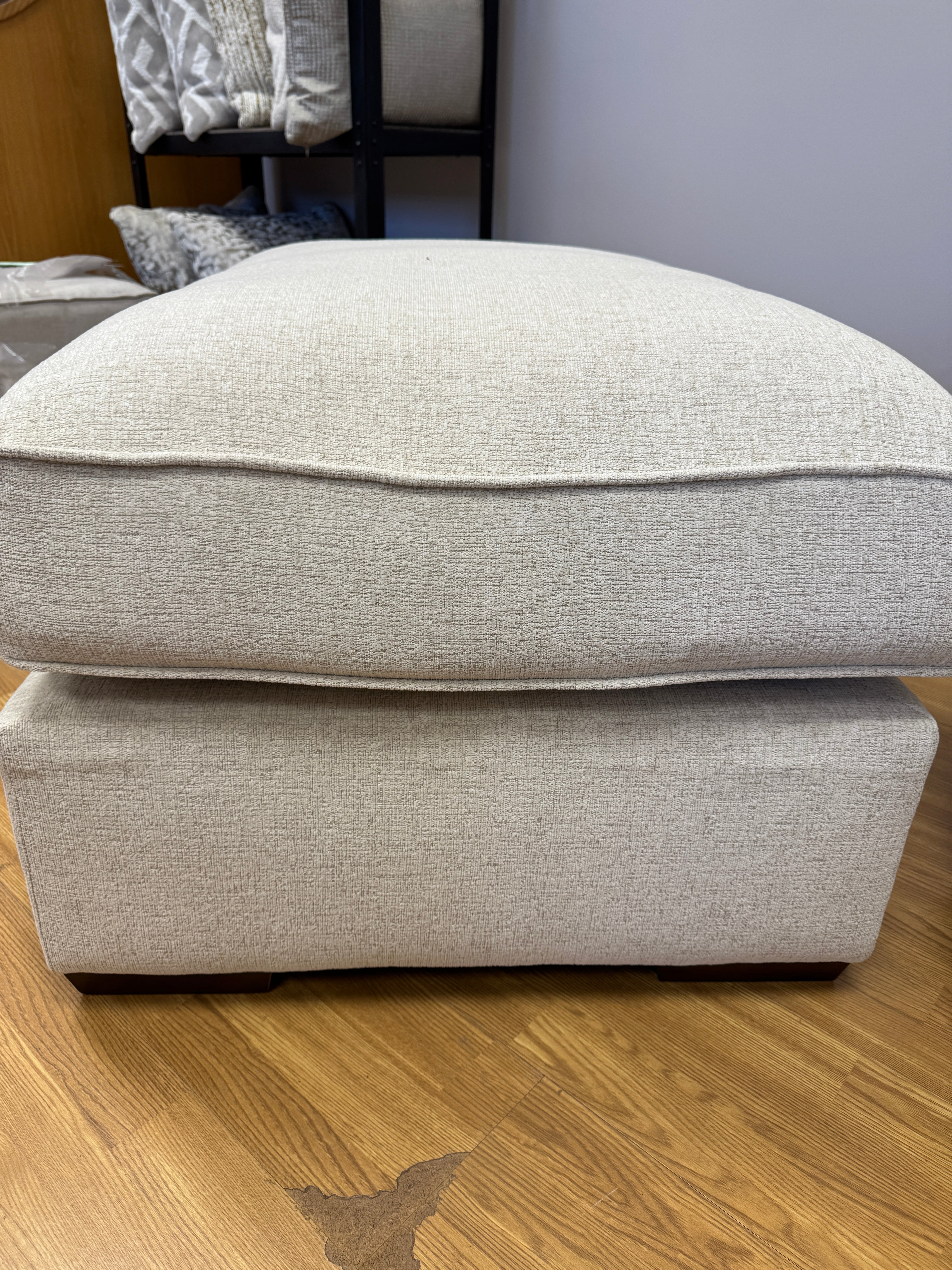 Fantasia large footstool in Lassie Linen fabric