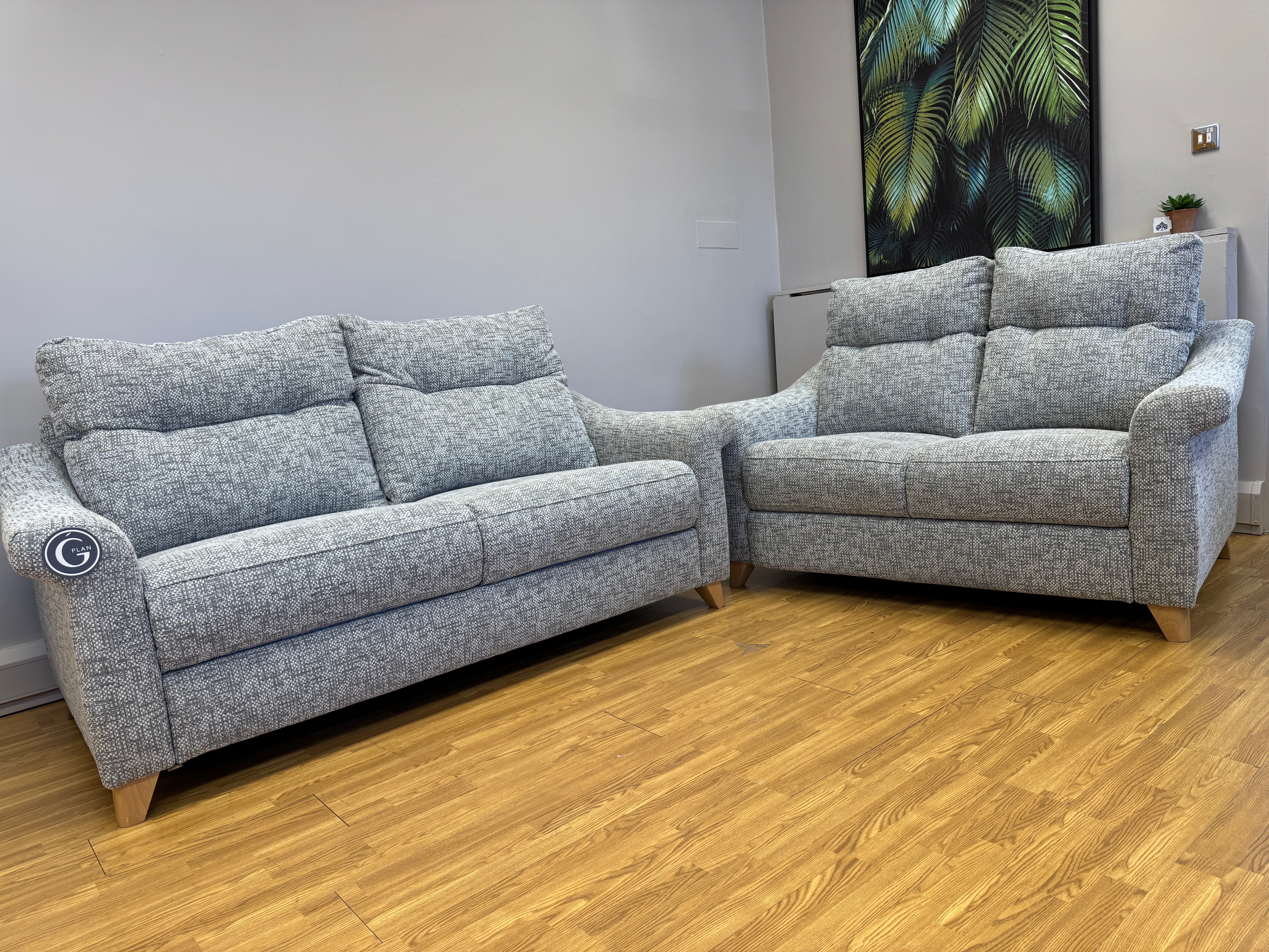 Riley 2 seater sofa in Remco light grey mix weave fabric
