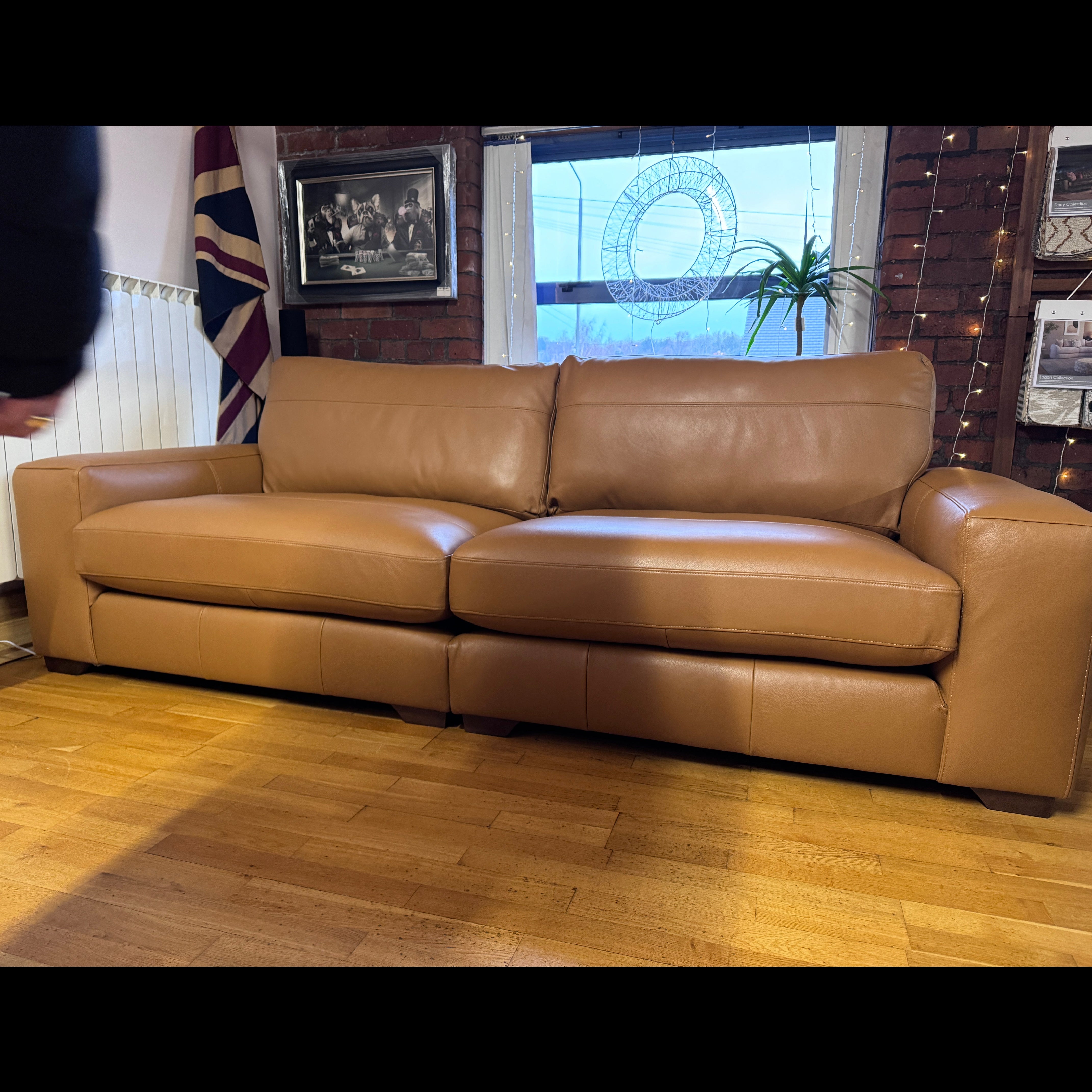 Next Houghton 4 seater split sofa in Tan Turin leather