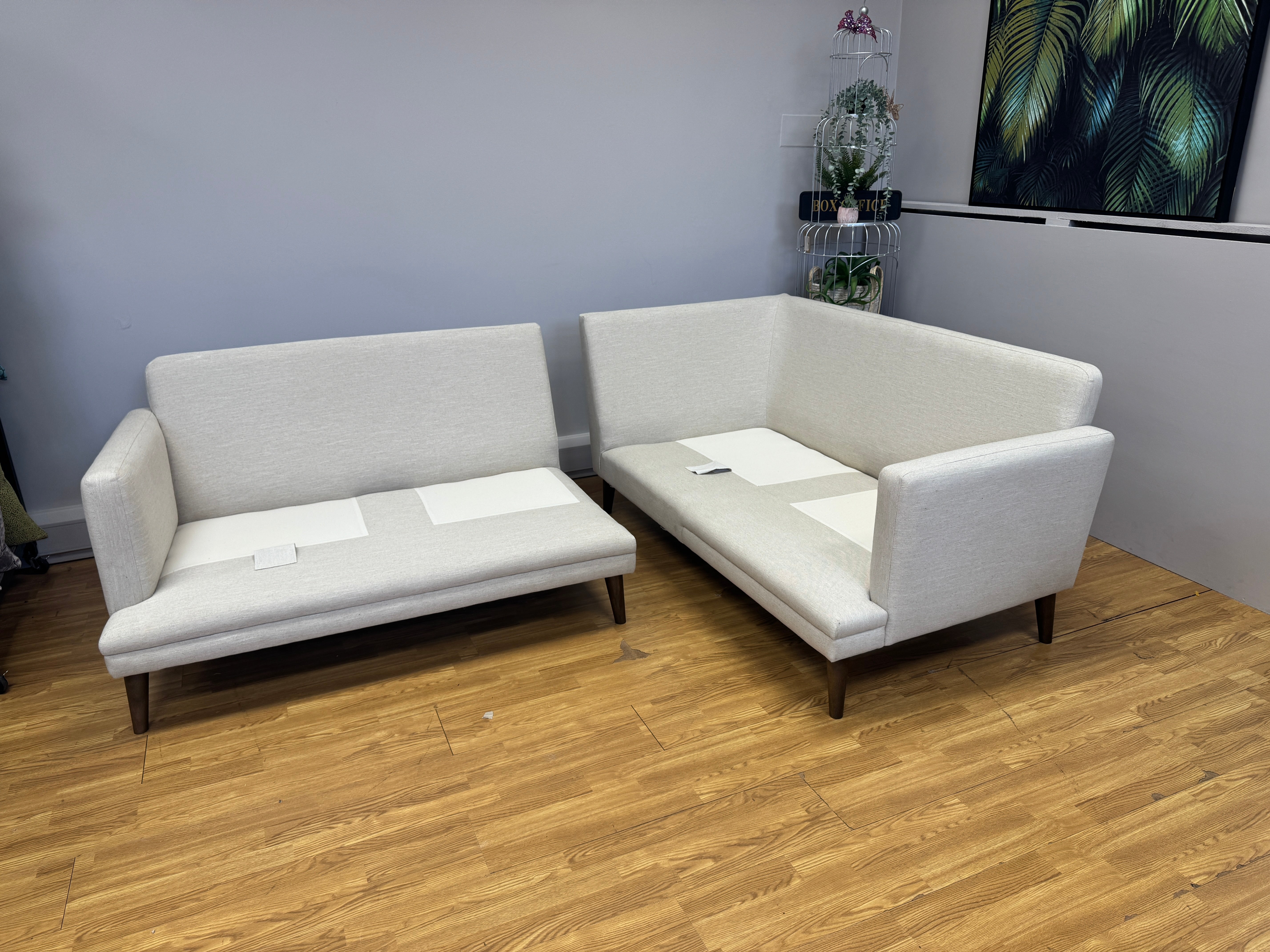 Loaf Squisharoo 2 piece right facing small corner sofa in natural linen fabric