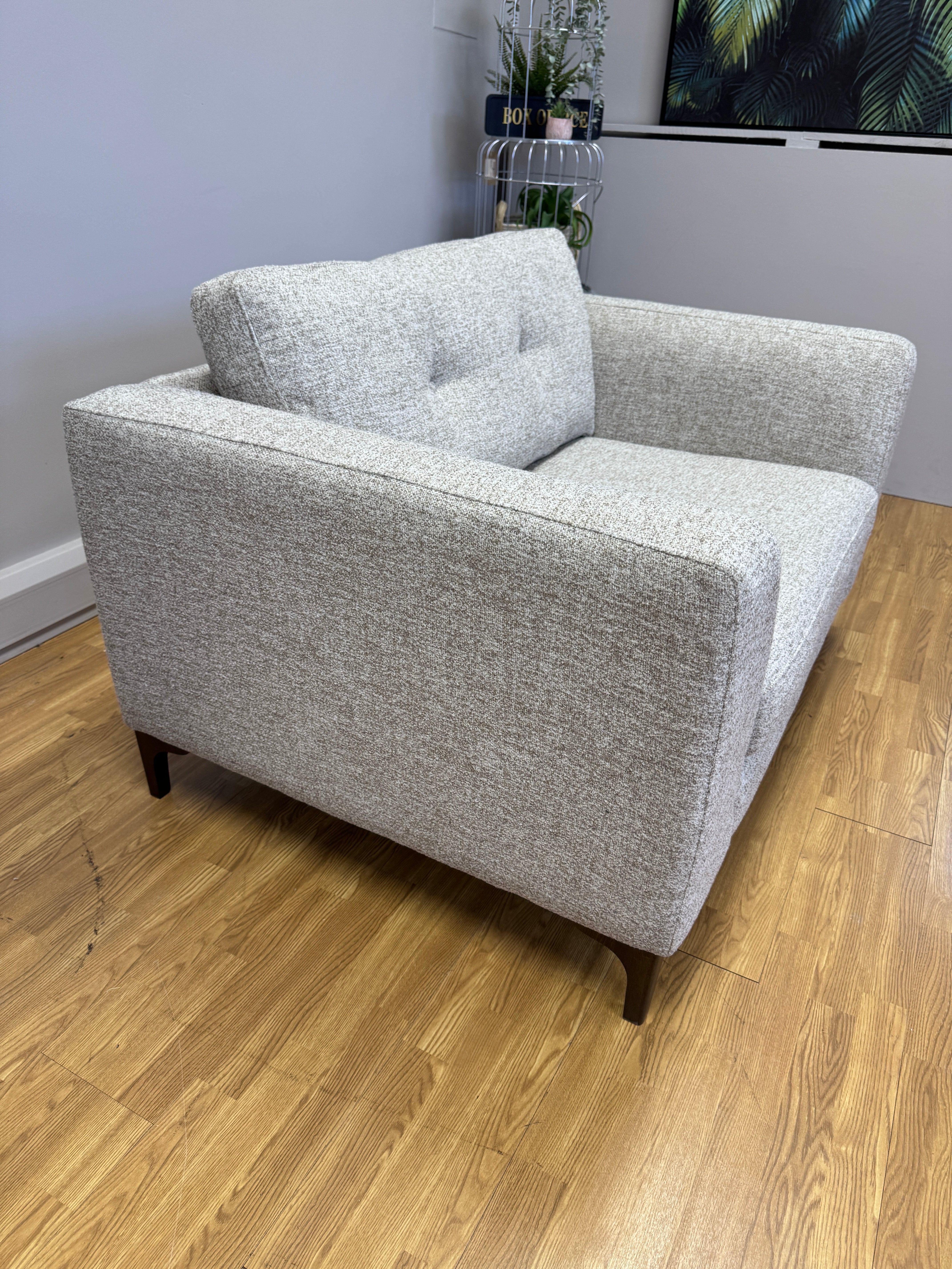 Mateo loveseat in mixed boucle weave natural fabric
