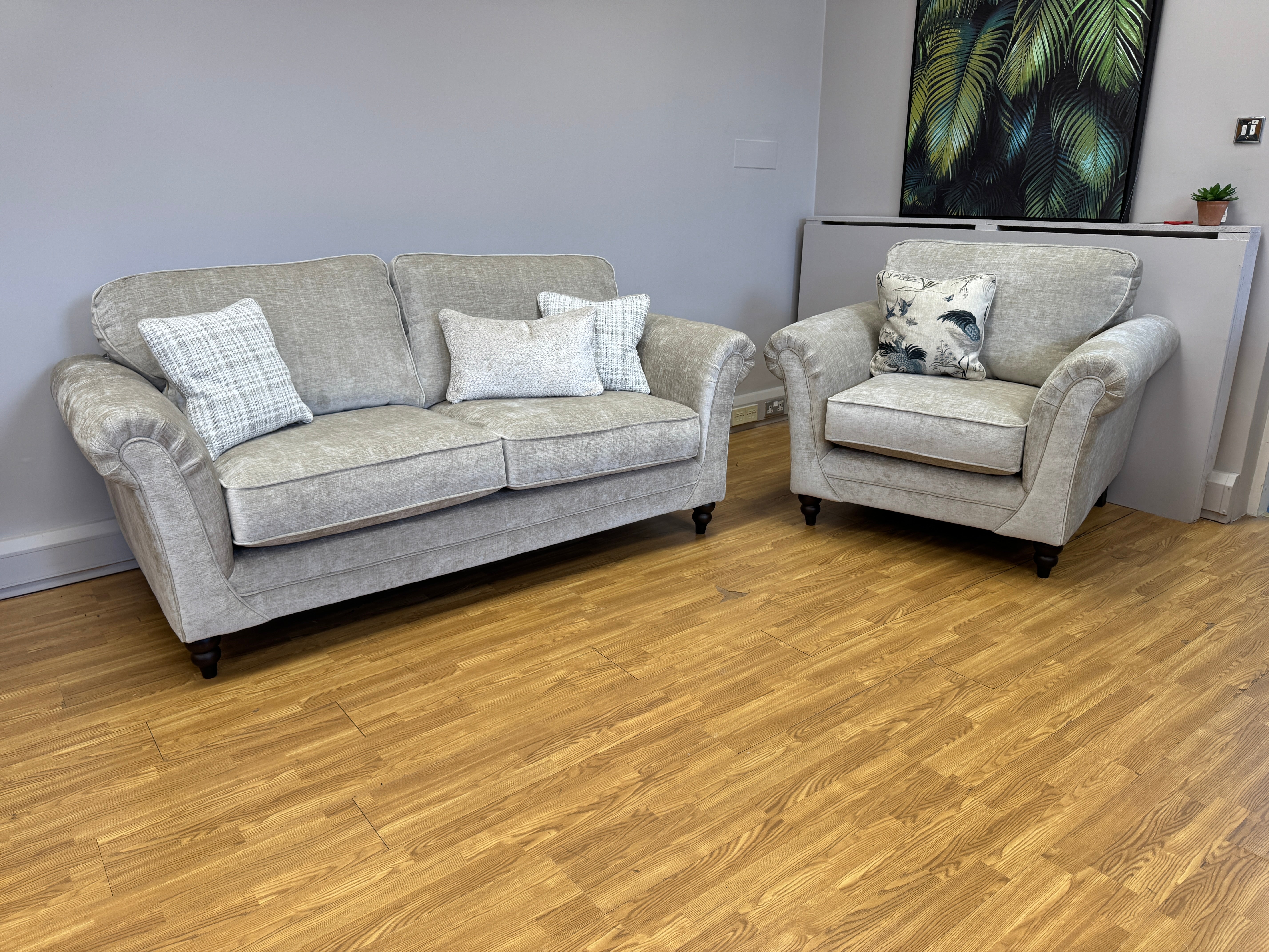 Danbury 3 seater standard back sofa in Dion Husk chenille fabric