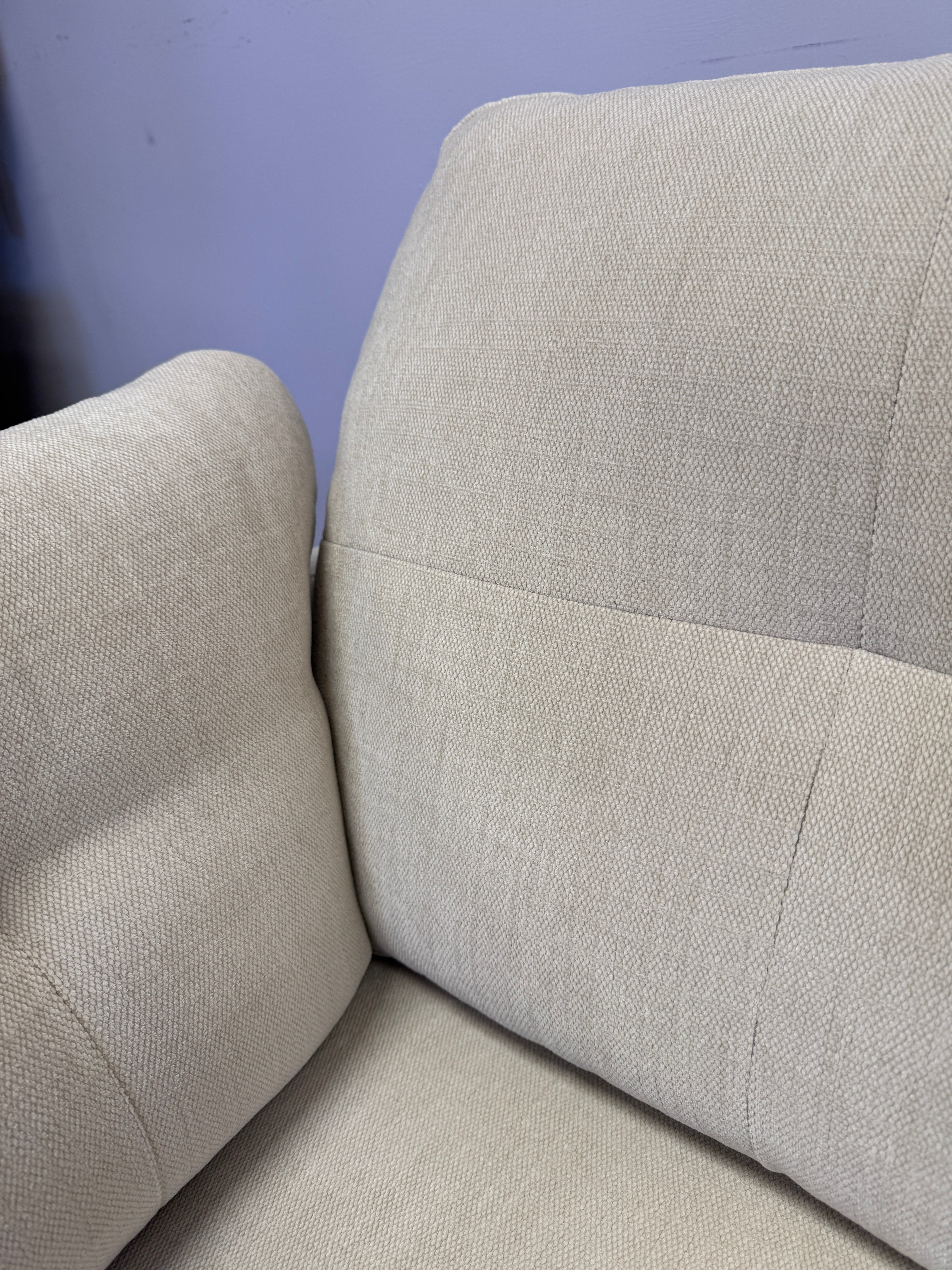 Seville 3 seater standard back sofa in natural stone slubby fabric