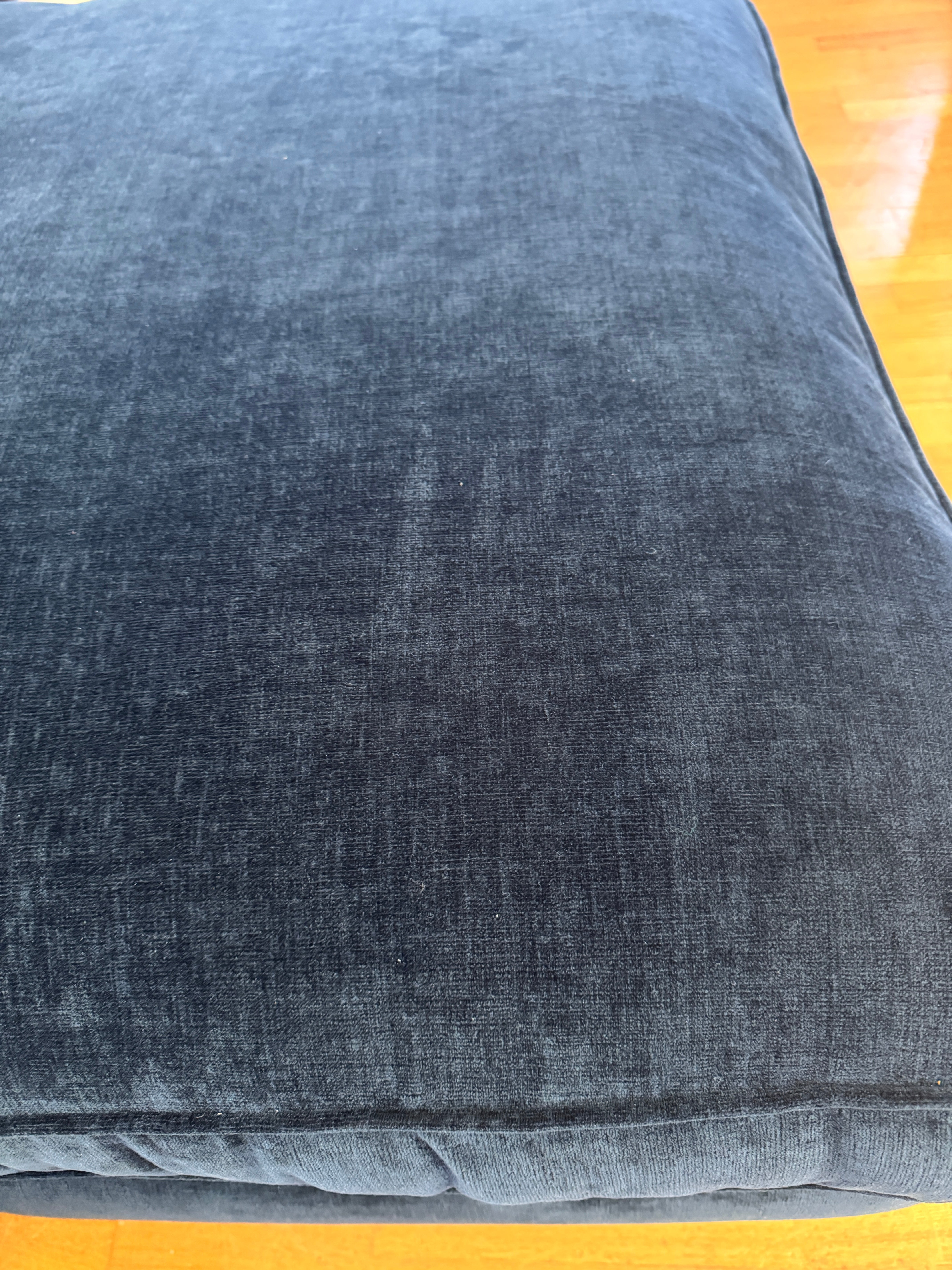 Finchley right facing 2 piece chaise sofa in Ink blue chenille fabric