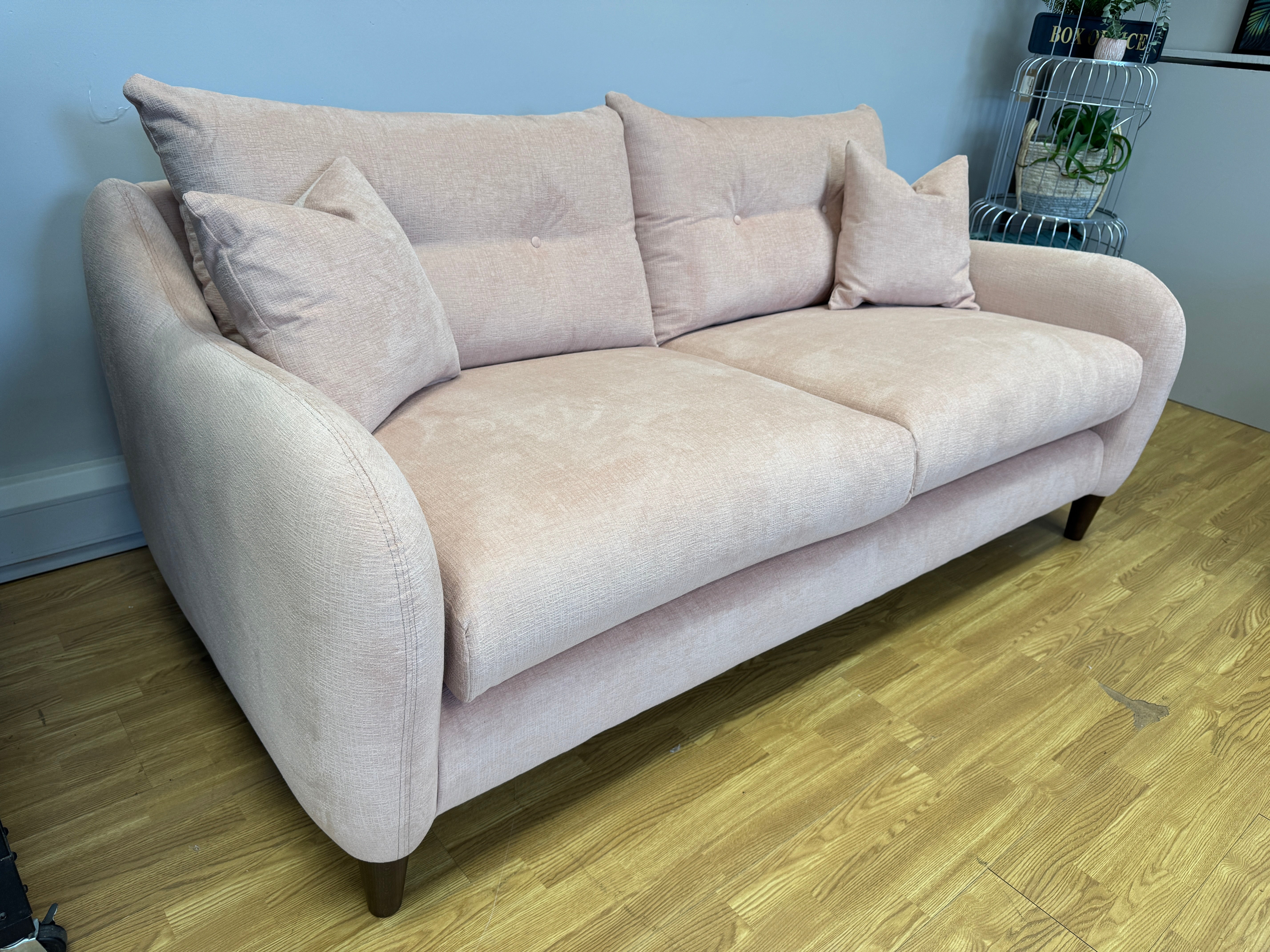 Ambleside 2 seater standard back sofa in Vogue Dusty Pink fabric