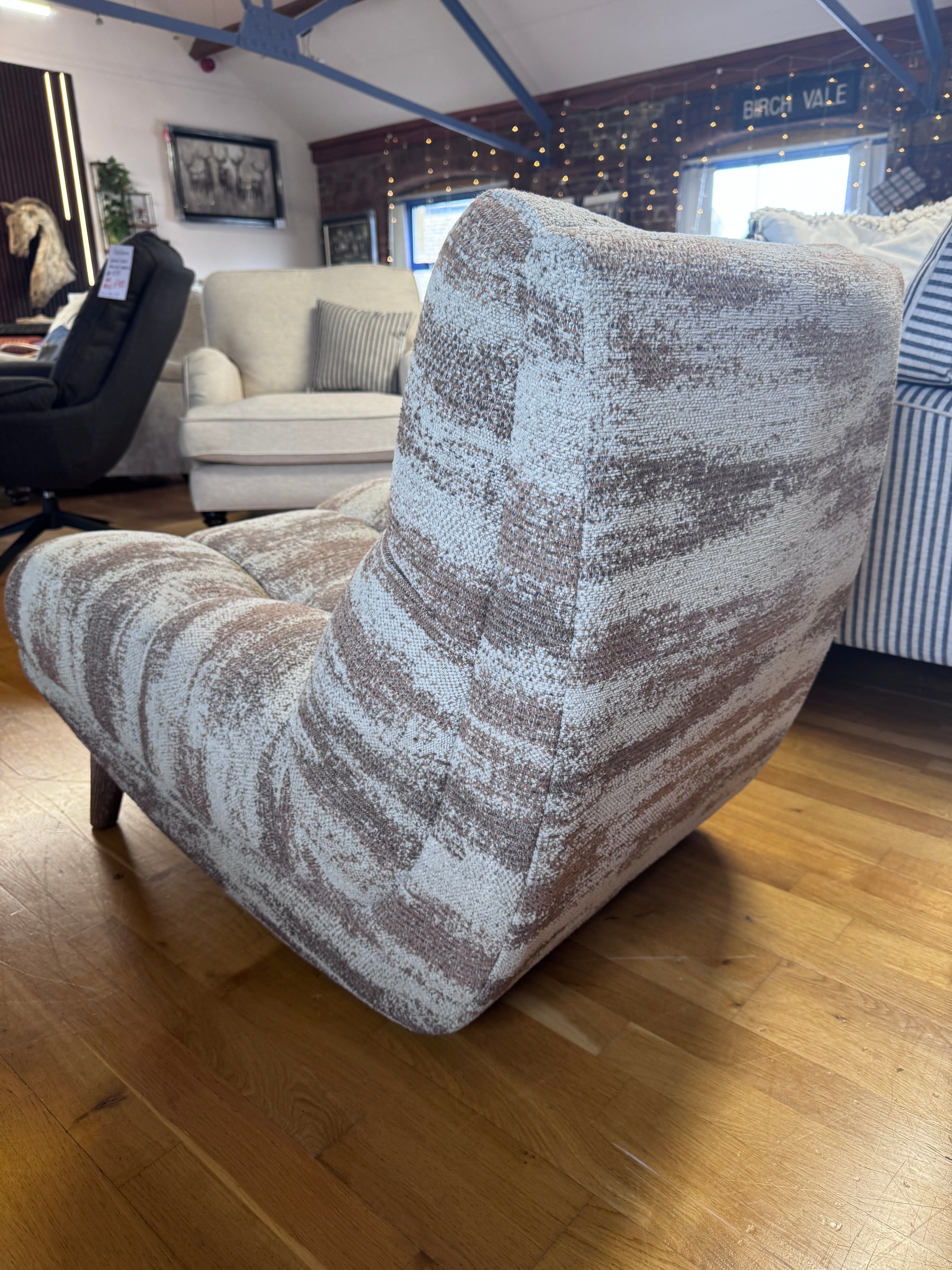 At the Helm Paolo armless accent chair in natural and terracotta
