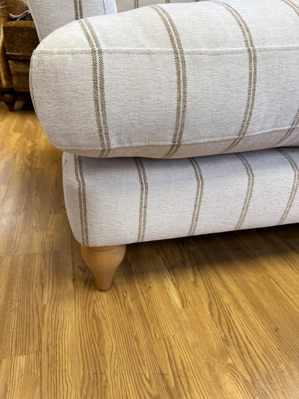 Lacey medium 2 seater sofa in natural & honey stripe chenille fabric