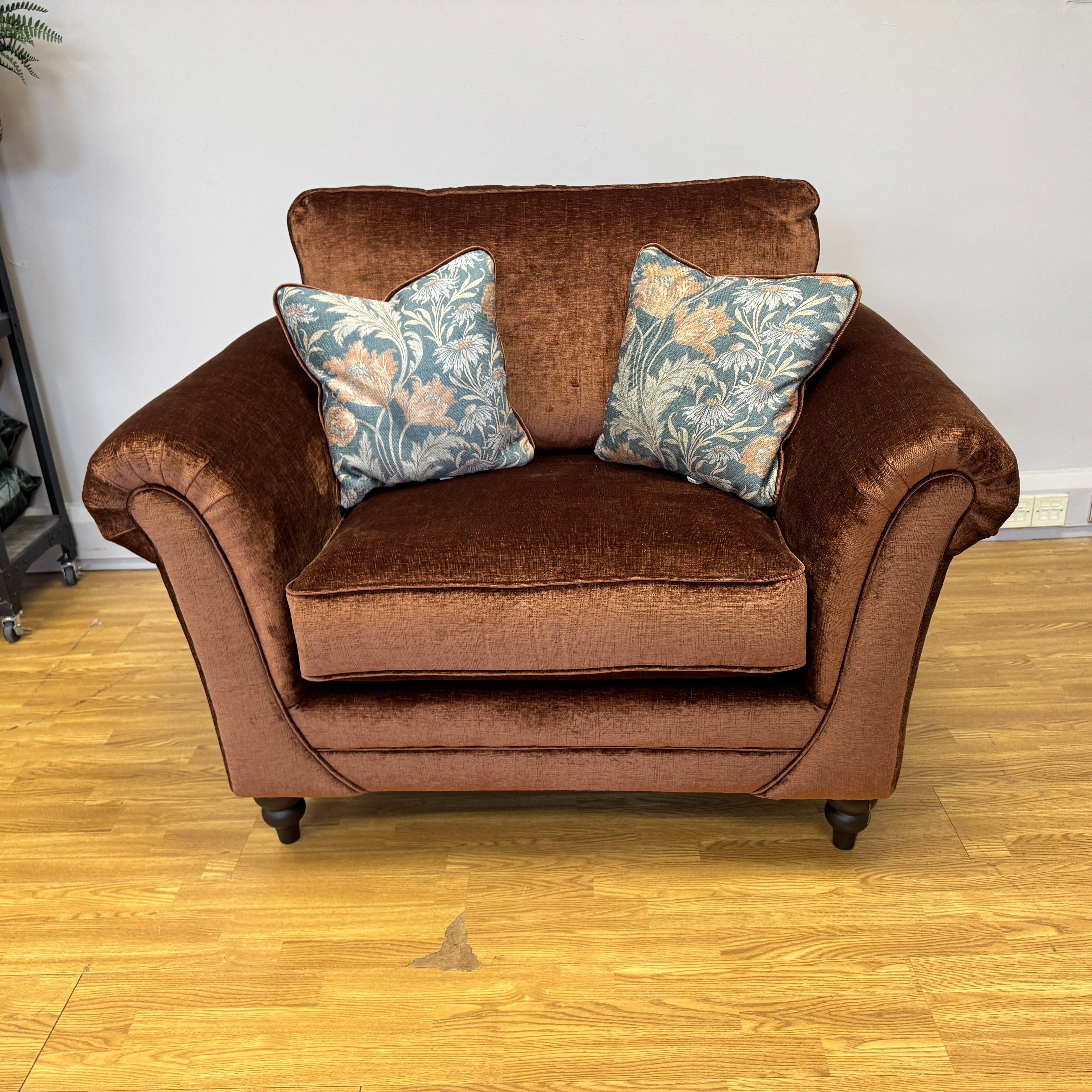 Danbury loveseat in Dion Brandy textured chenille fabric