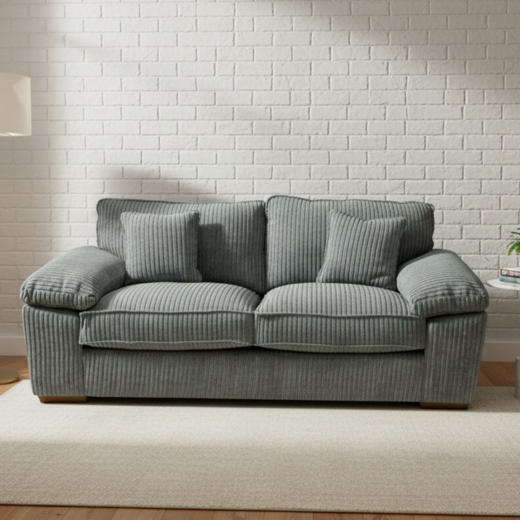 Dexter 3 seater standard back sofa in Charcoal Corduroy fabric