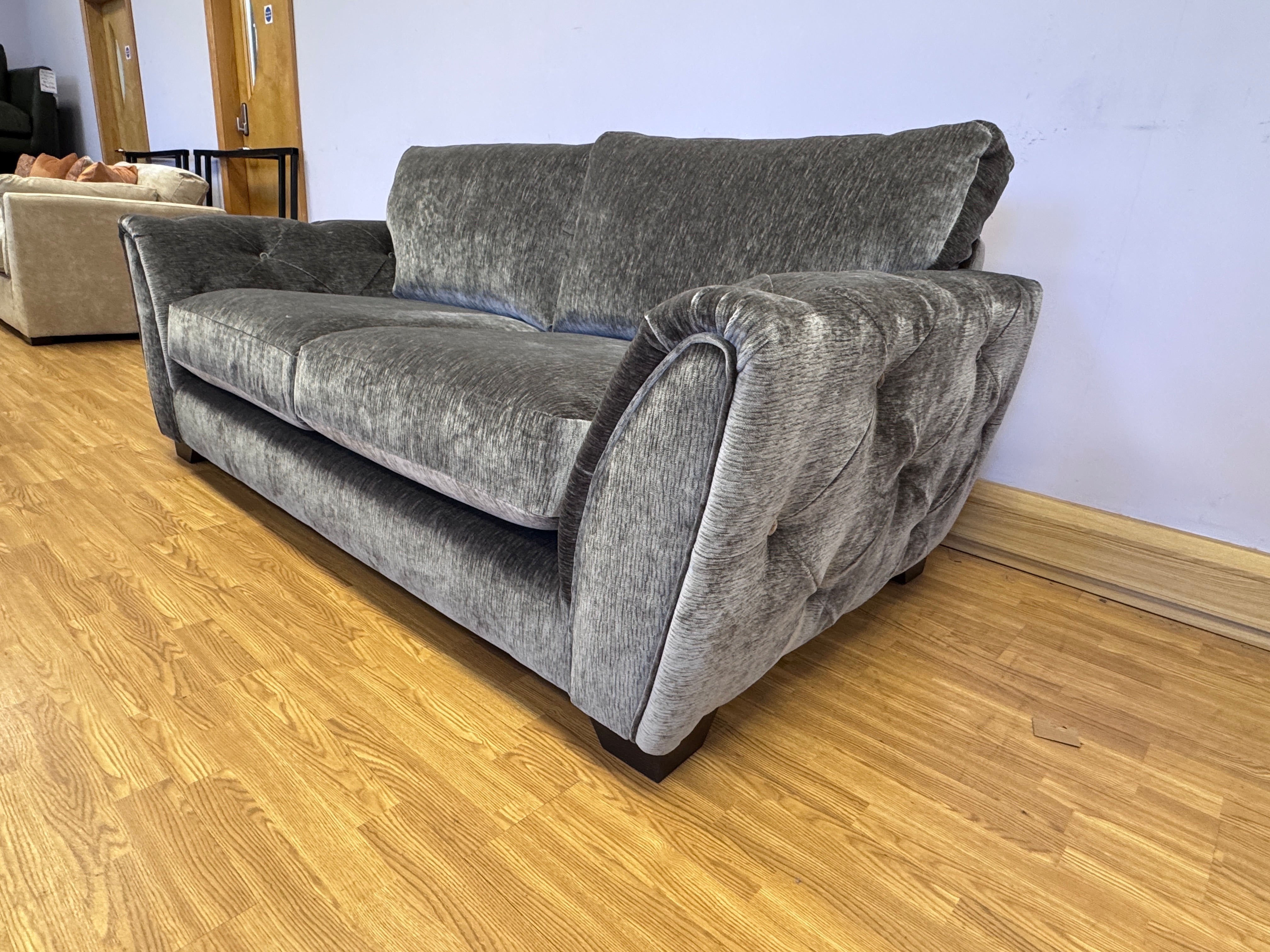 Aphrodite 3 seater standard back sofa in California Dolphin grey fabric