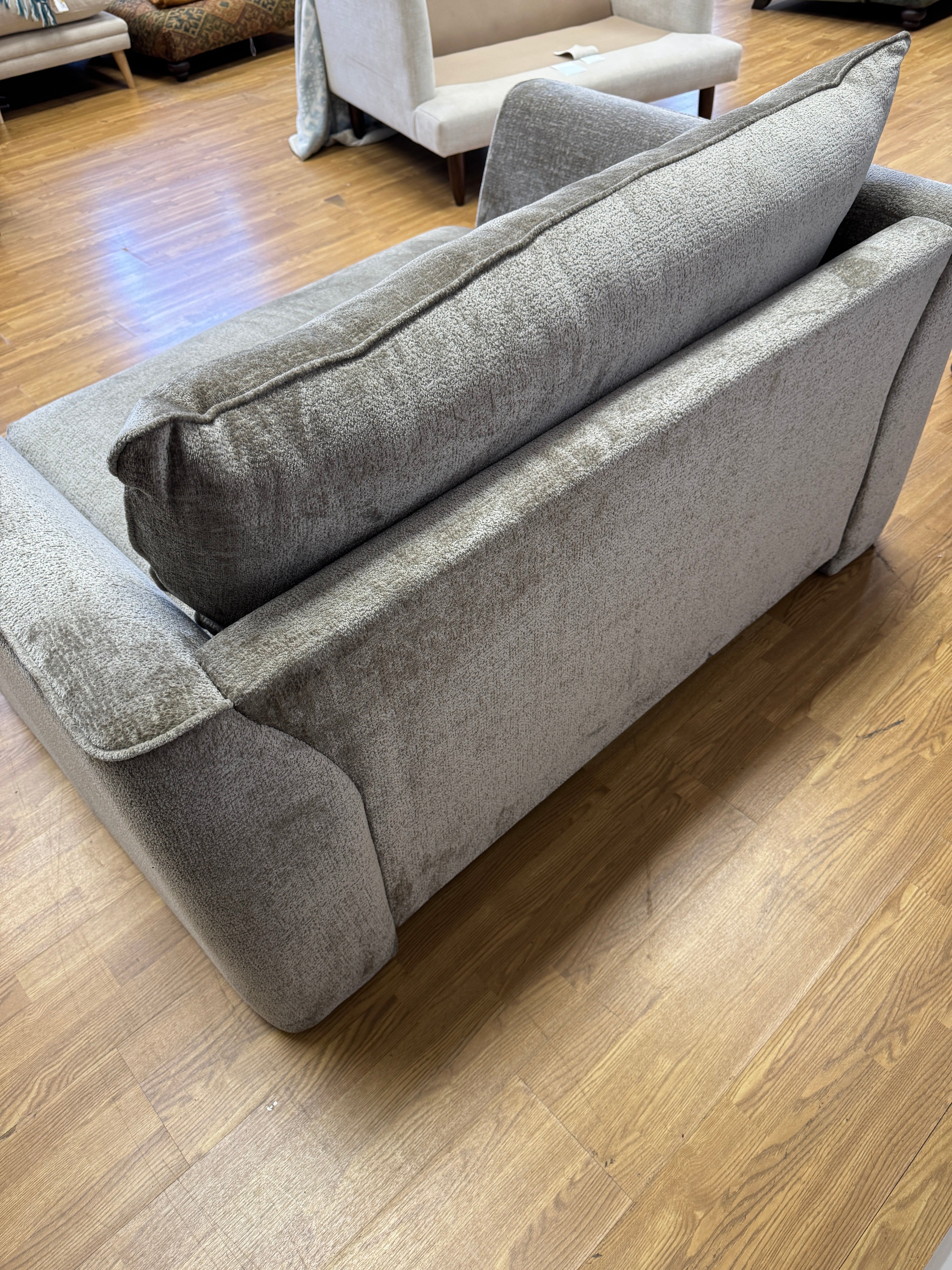 Sofology Ziggy loveseat in latte all over chenille fabric