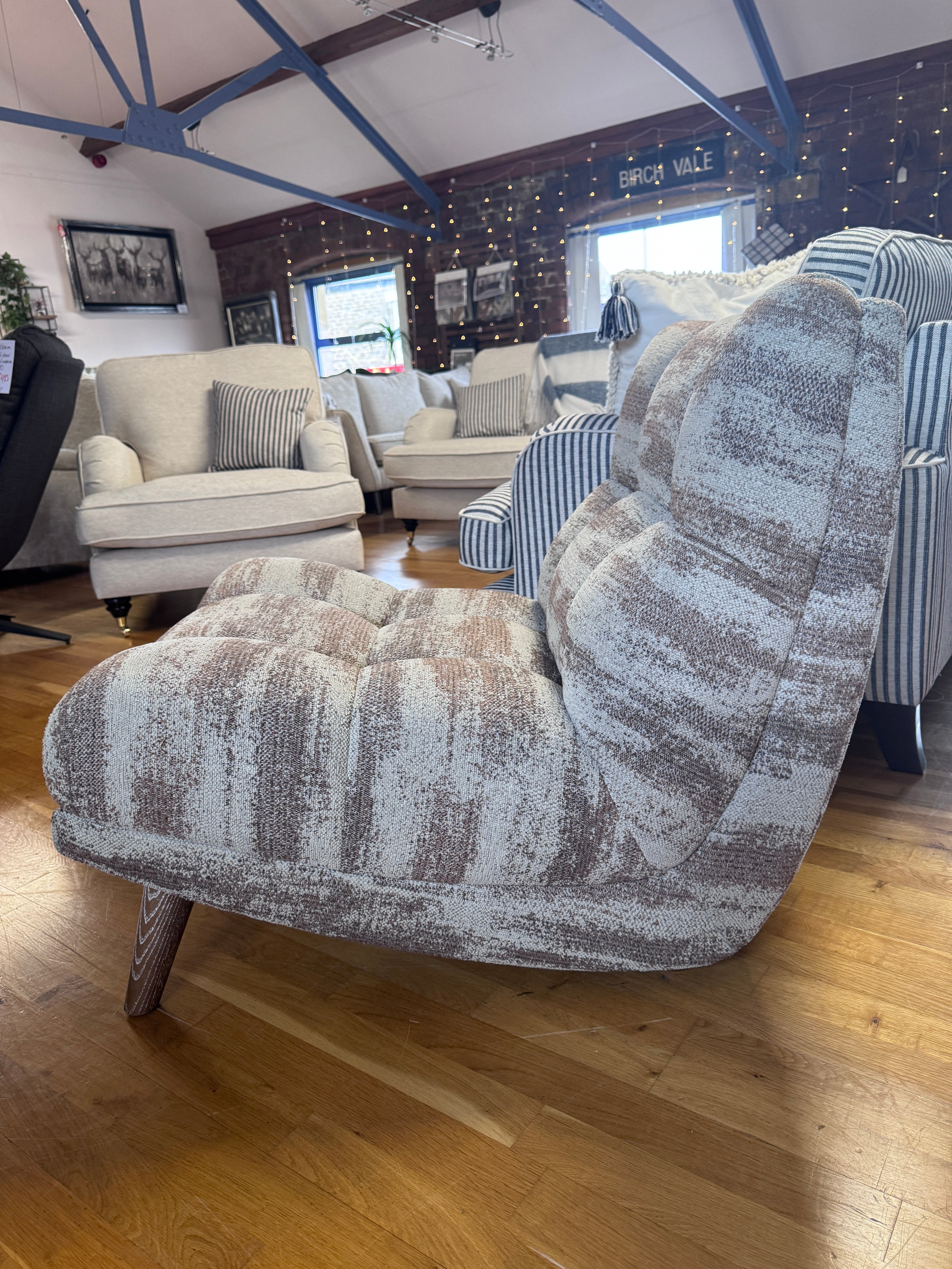At the Helm Paolo armless accent chair in natural and terracotta