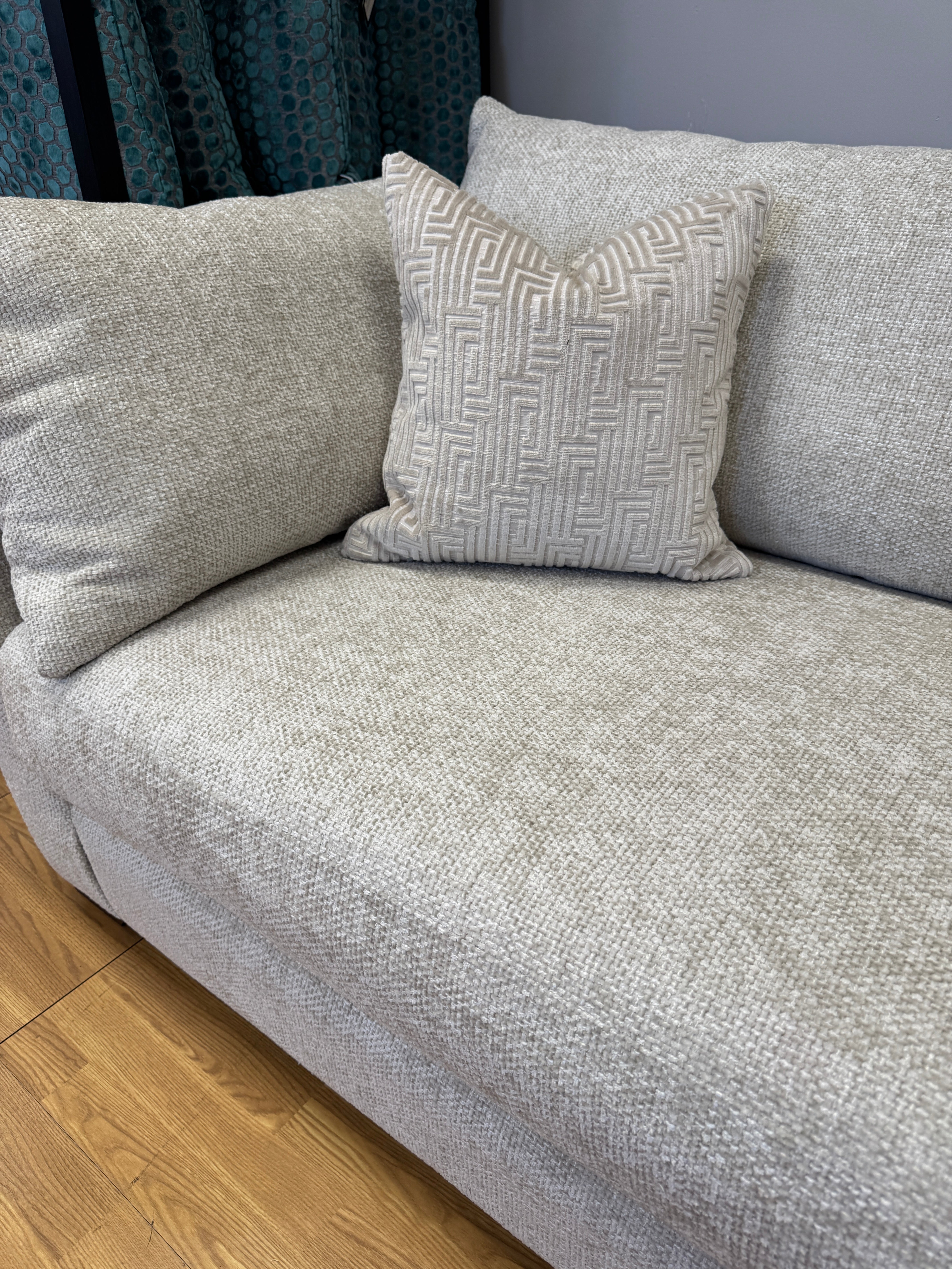 Sofology Tallulah XL split 4 seater sofa in basketweave cream all over chenille weave fabric