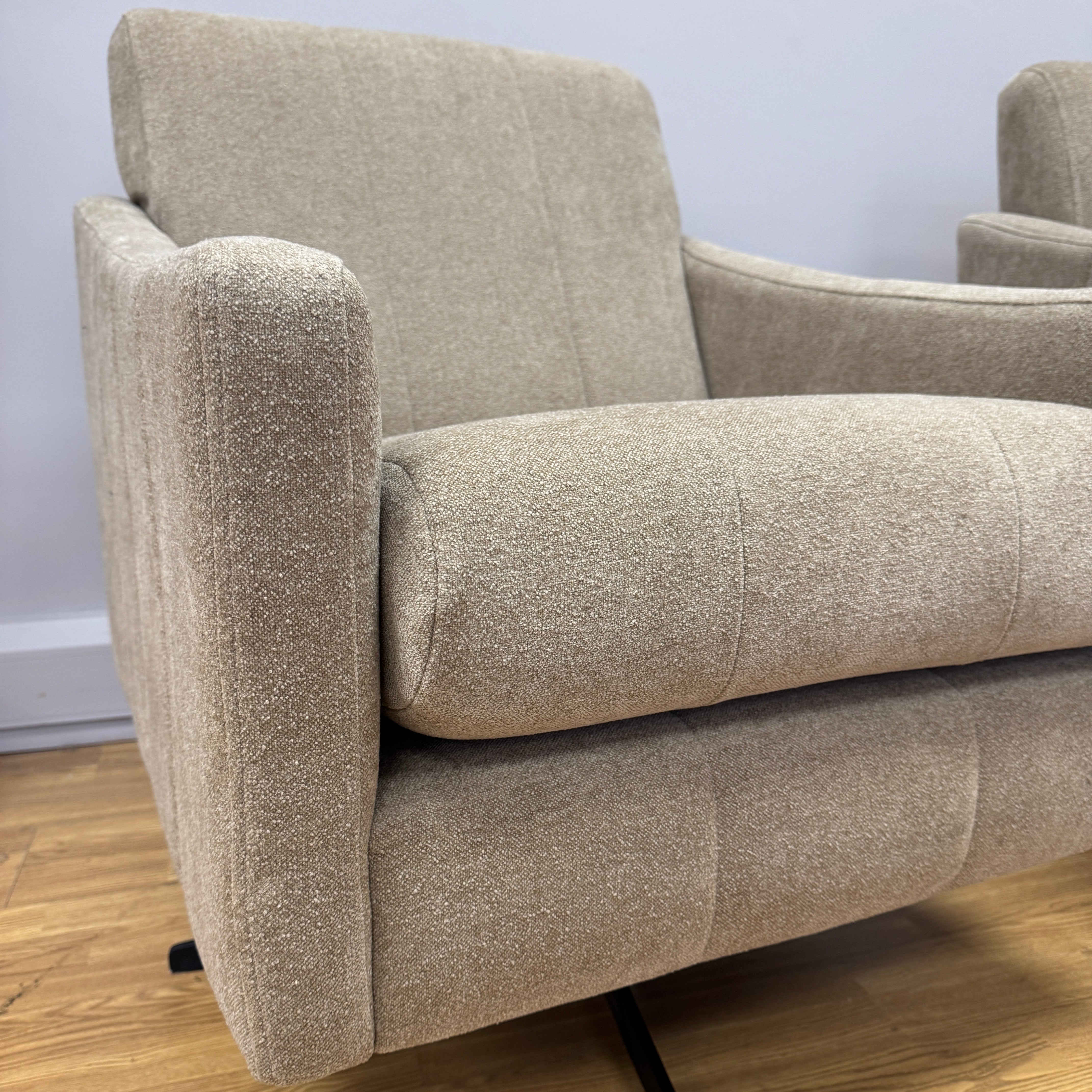 Sofology Soho swivel chair in taupe boucle fabric