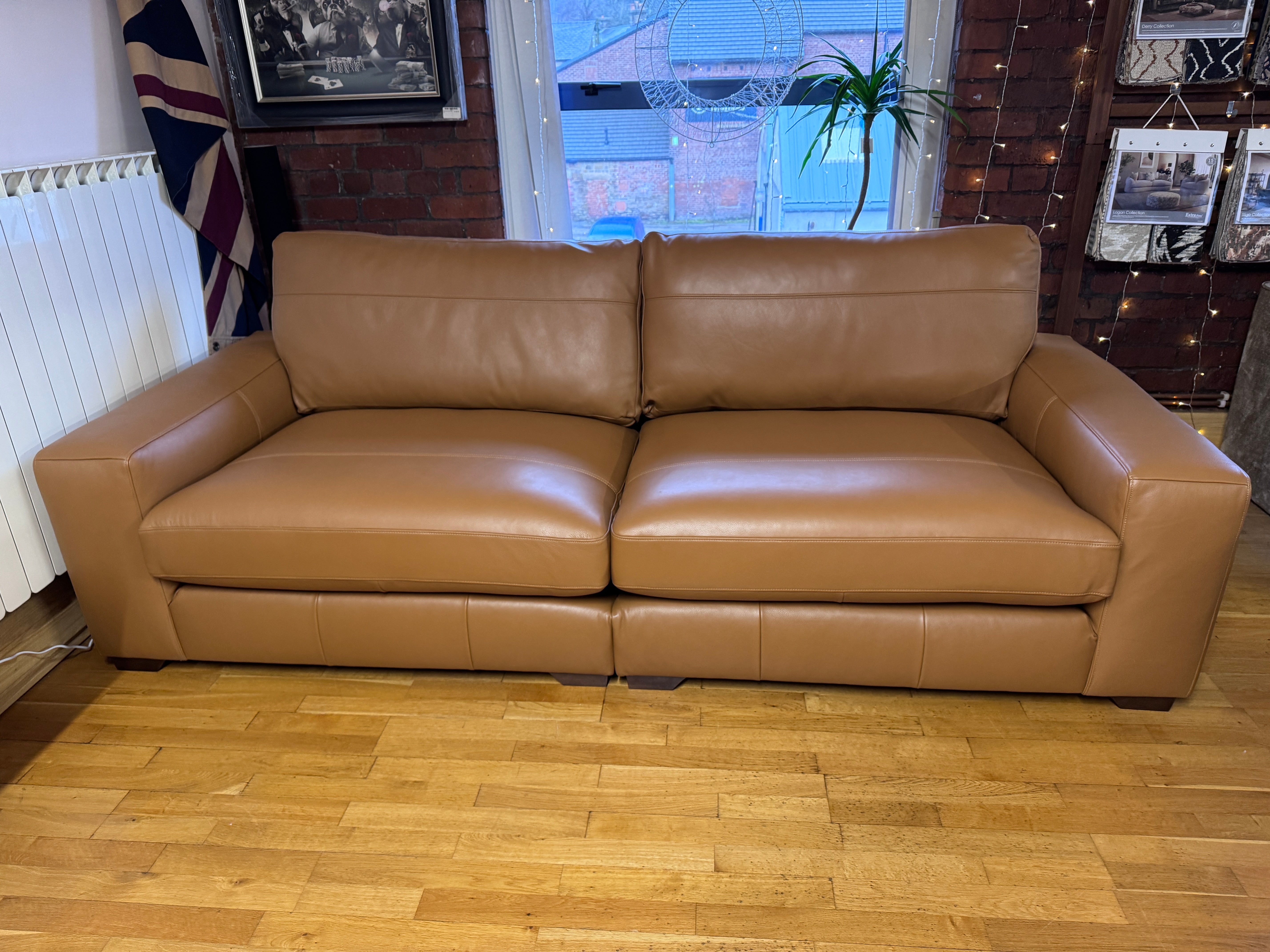 Next Houghton 4 seater split sofa in Tan Turin leather