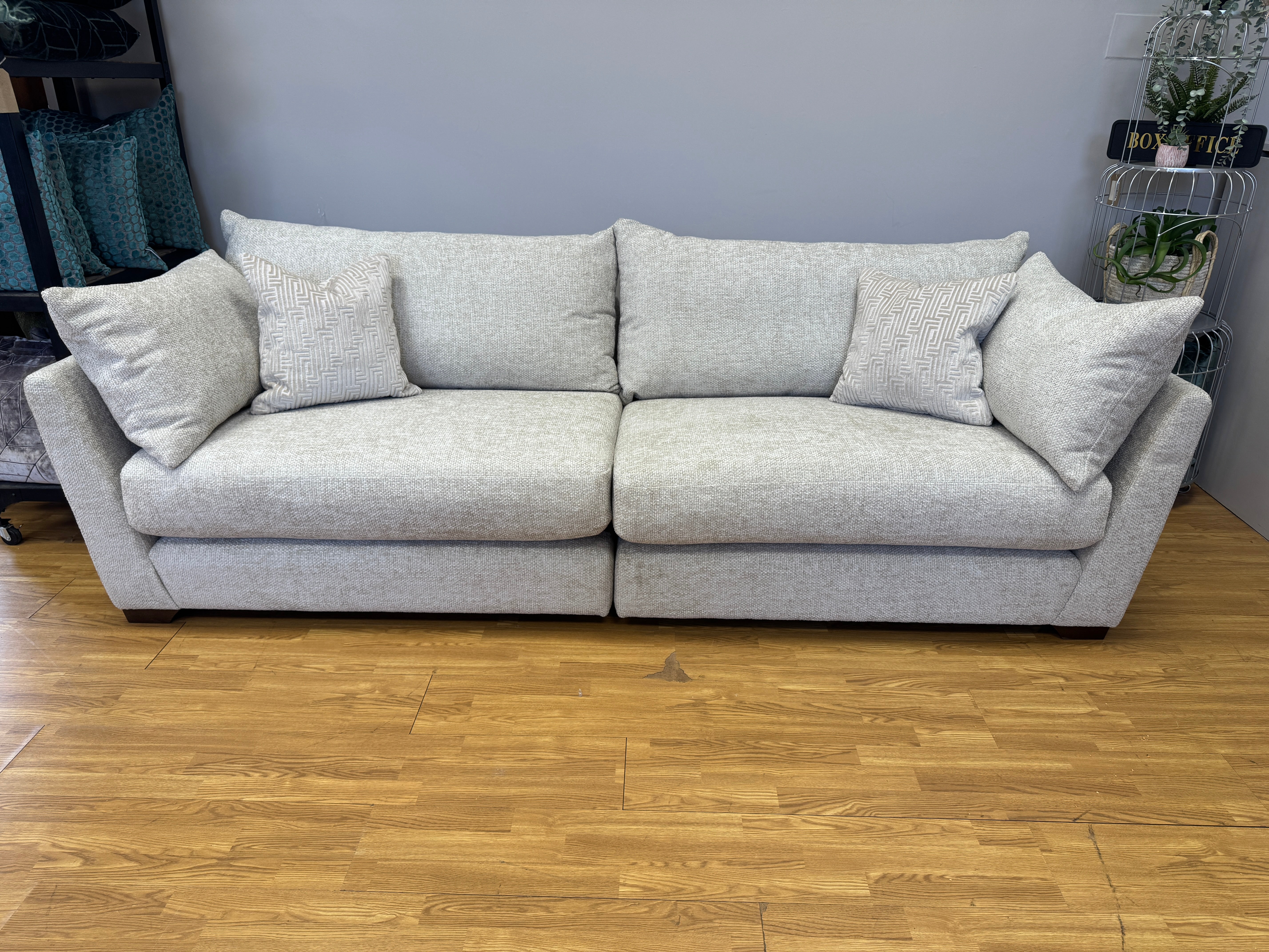 Sofology Tallulah XL split 4 seater sofa in basketweave cream all over chenille weave fabric