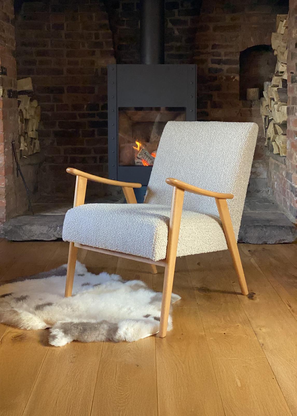 Brando accent chair with Beech (light) wood finish