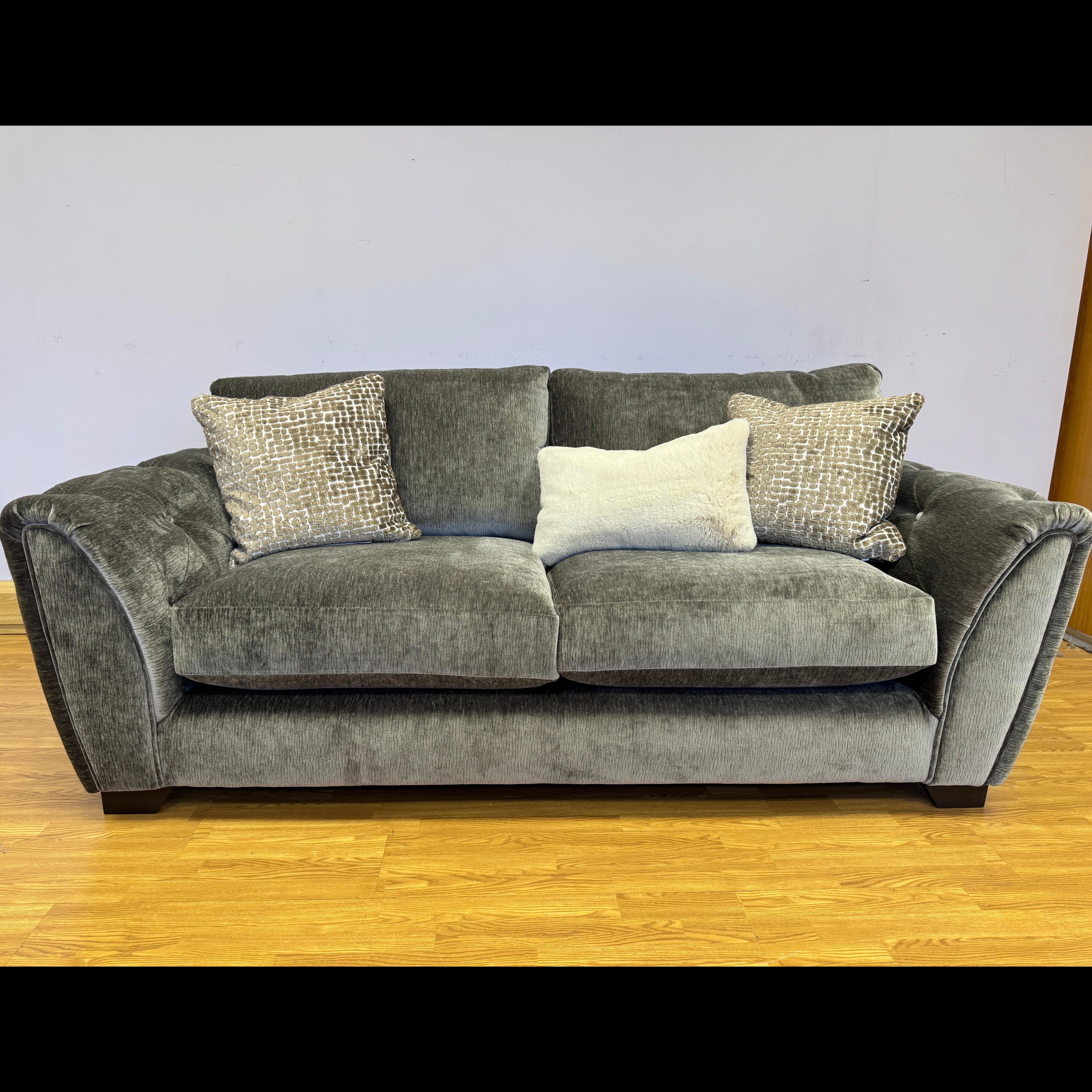 Aphrodite 3 seater standard back sofa in California Dolphin grey fabric