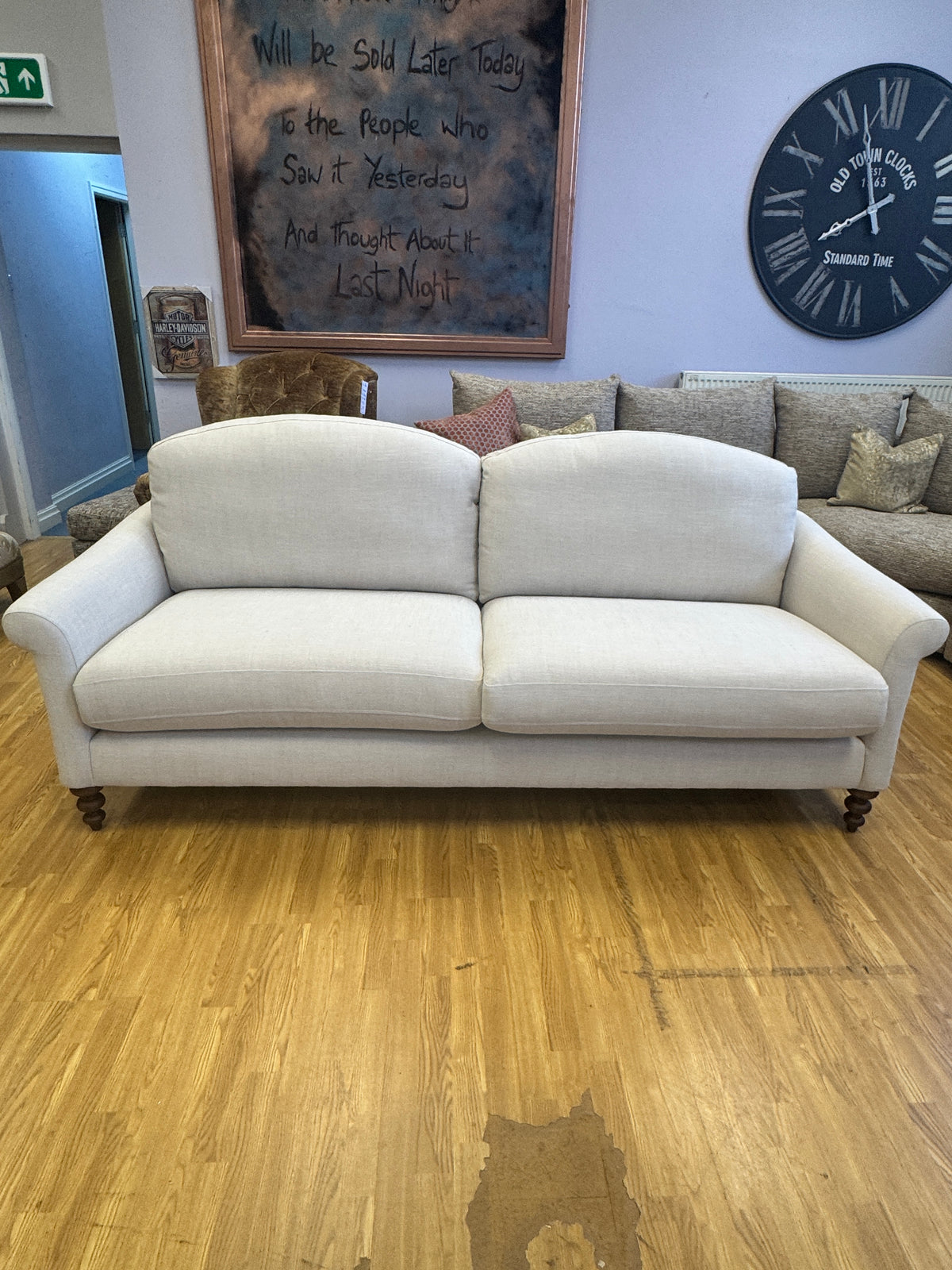 Clover 4 seater standard back sofa in natural linen mix fabirc