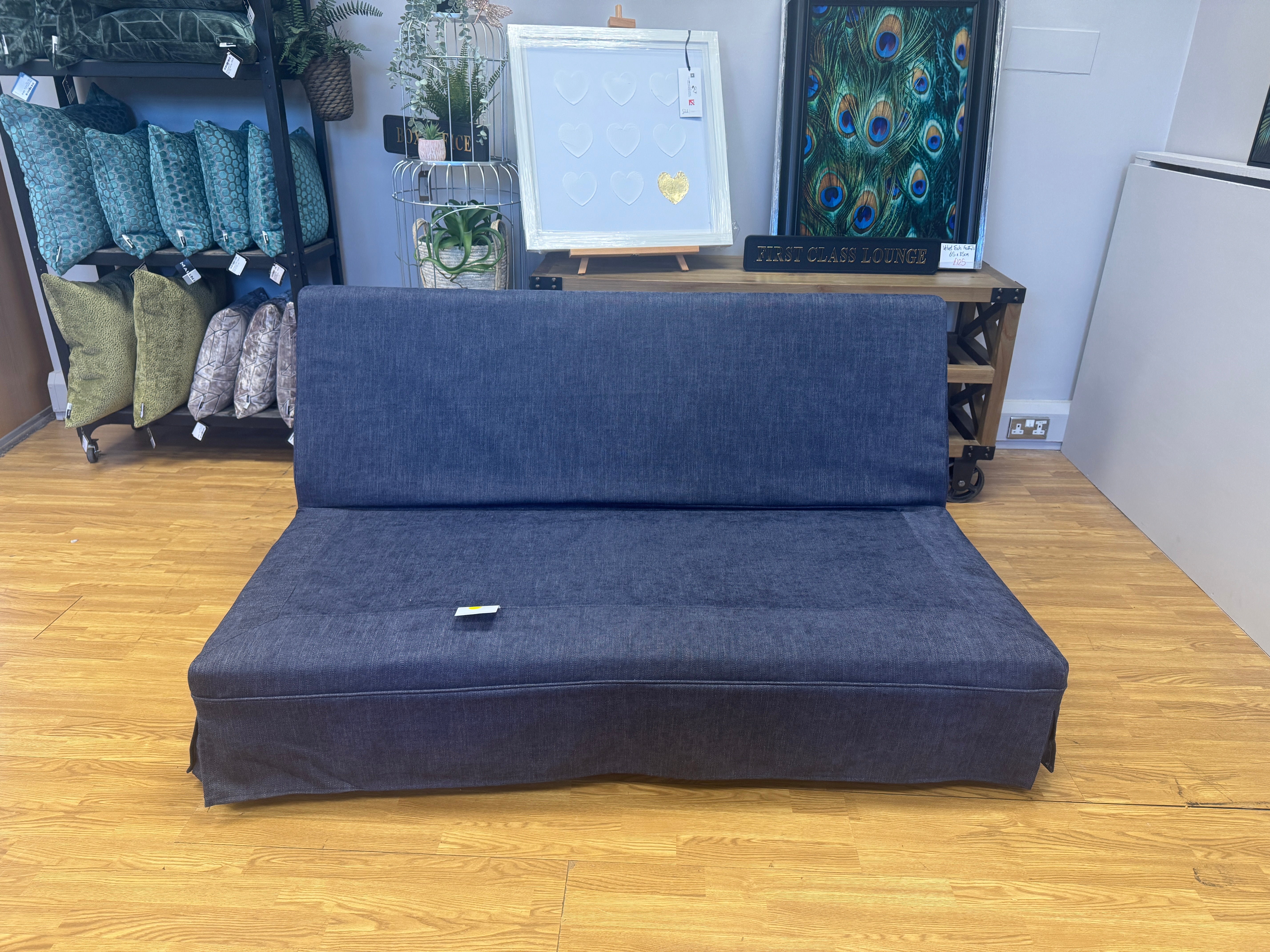 Deverill 3 seater armless sofa with removable covers in Navy cotton weave