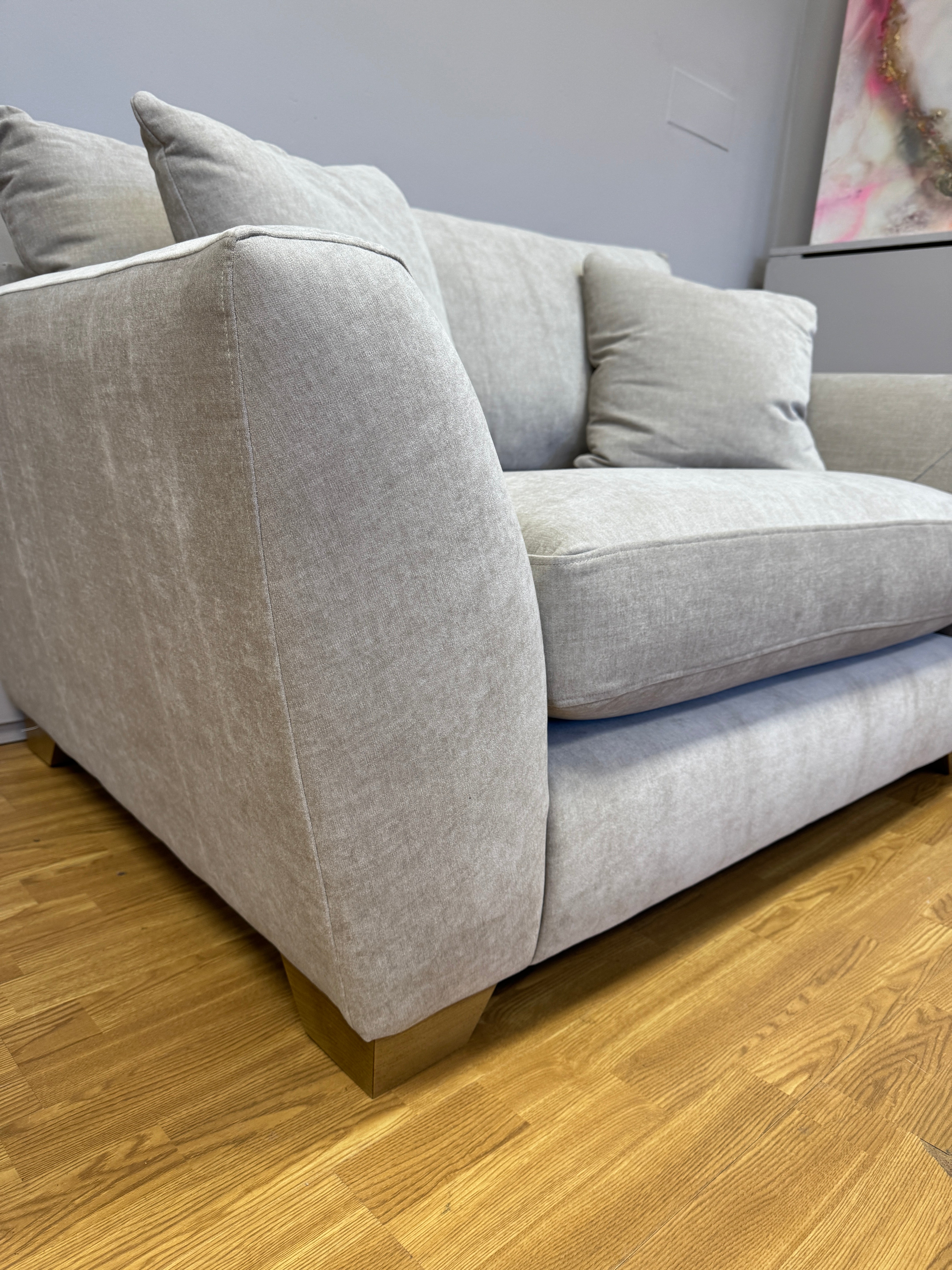 Mala large loveseat in Ellis Bamboo brushed cotton fabric