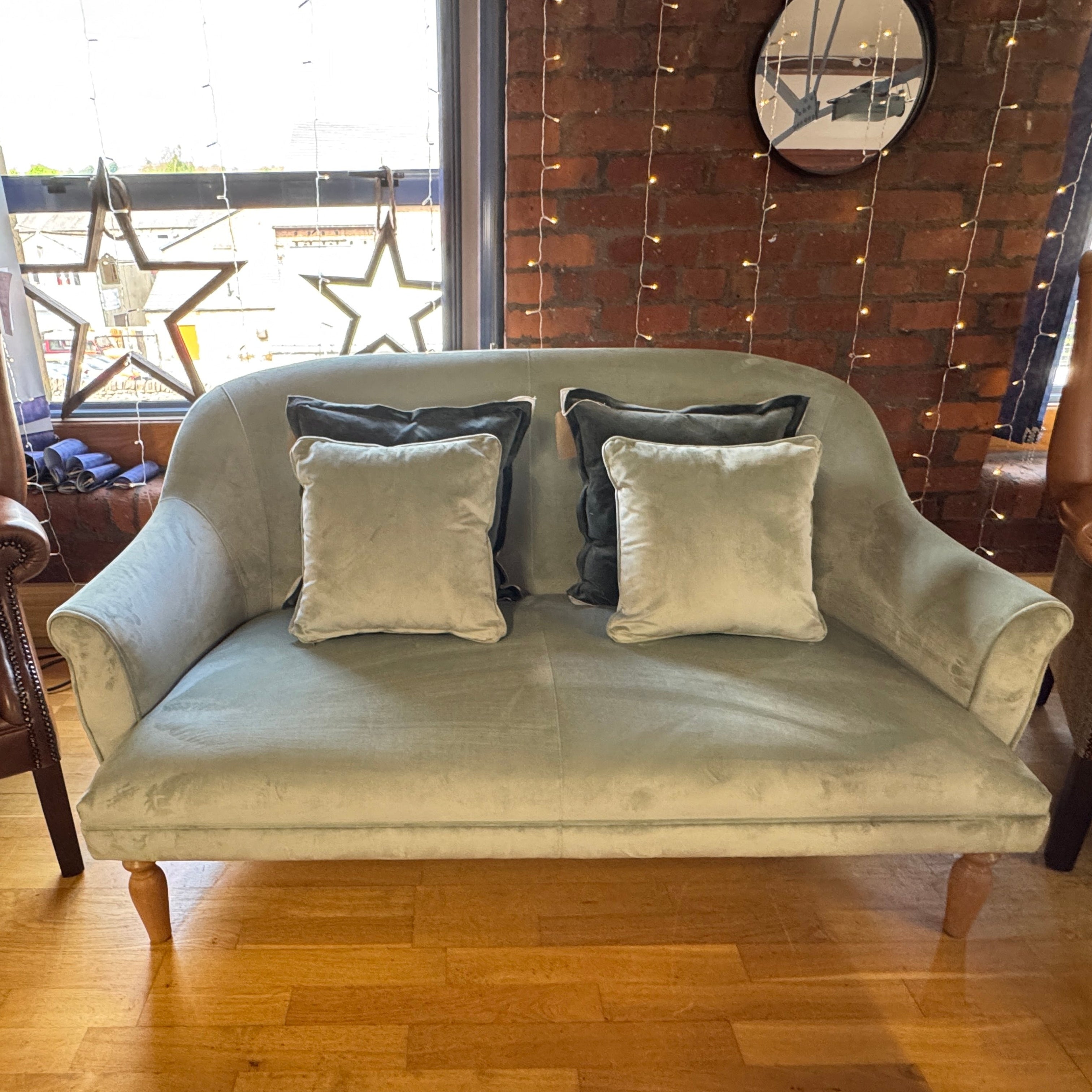 Souffle 2 seater sprung seat sofa in Mint green velvet