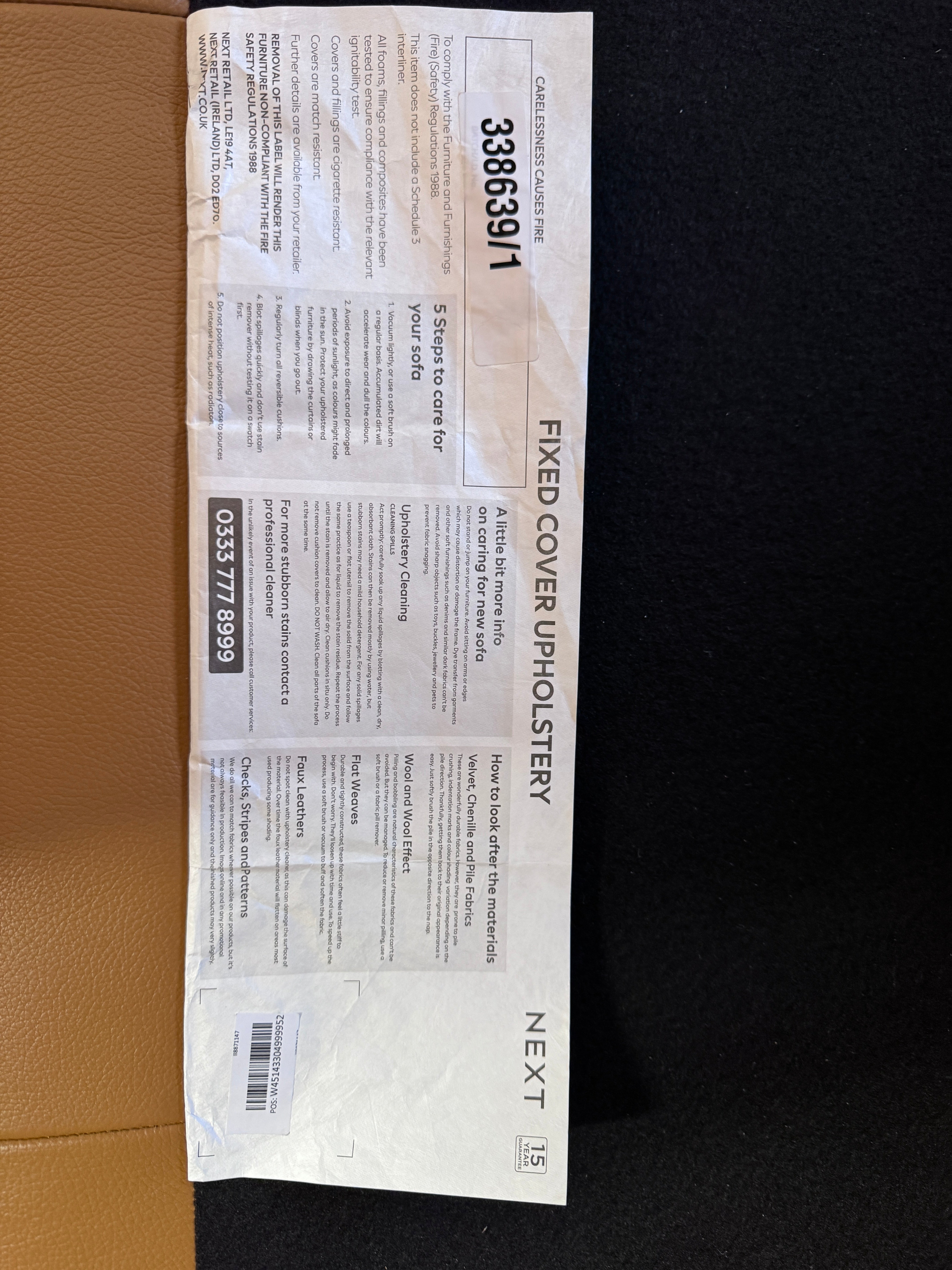 Next Houghton 4 seater split sofa in Tan Turin leather