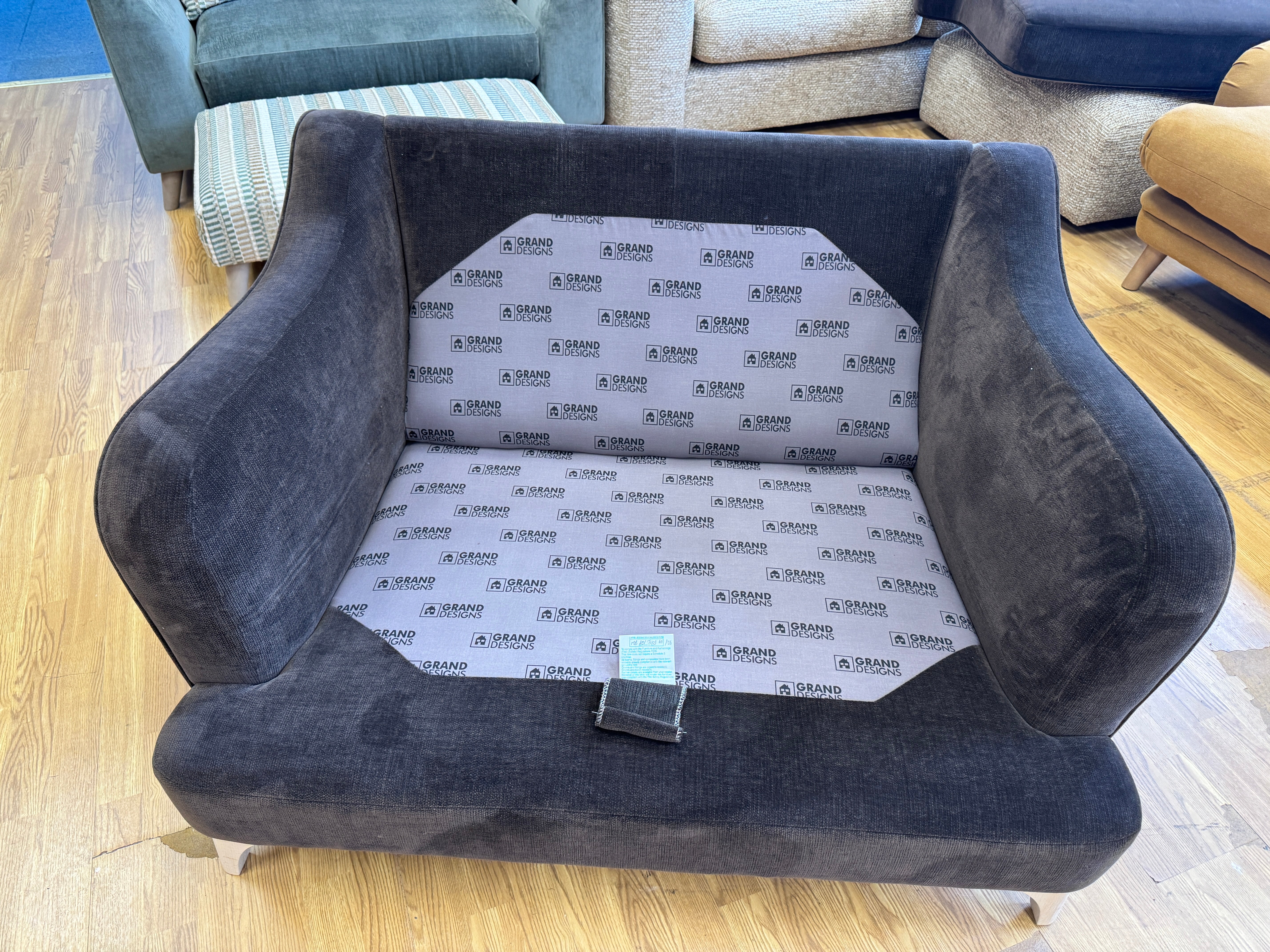 Bletchley Loveseat in Chocolate Brown chenille fabric