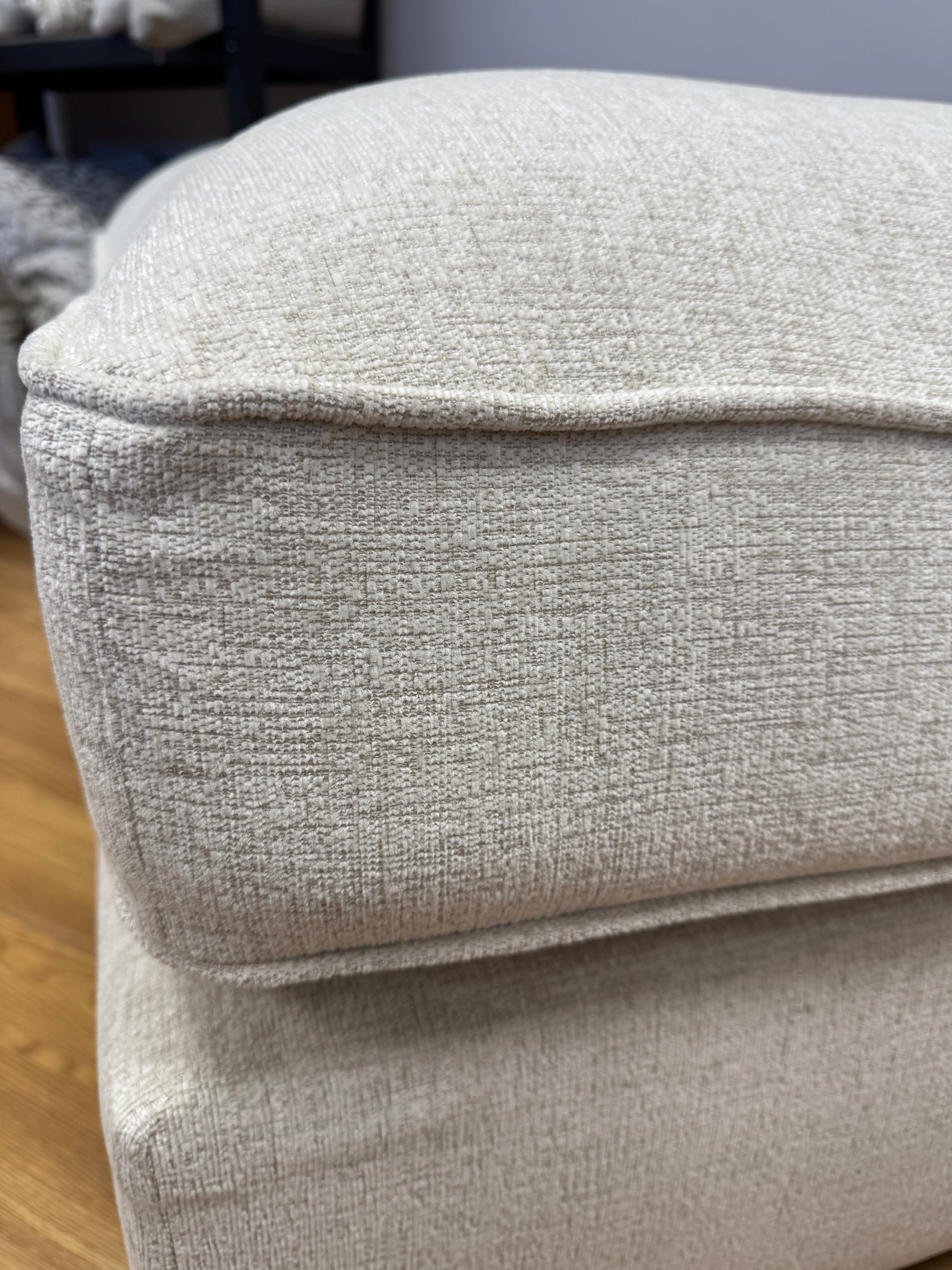 Fantasia large footstool in Lassie Linen fabric