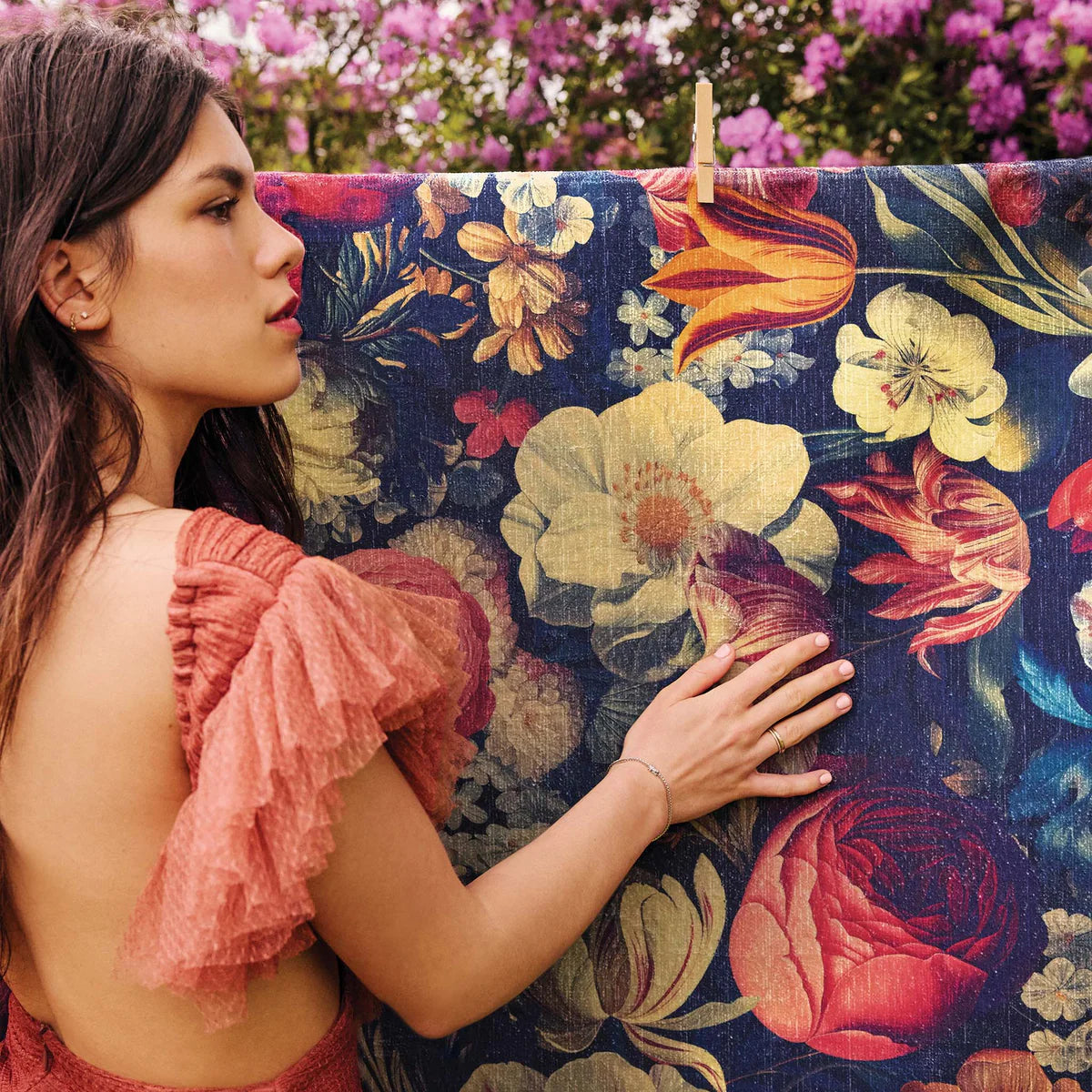 Eco-Washable Rug Signature Collection in Dark Florals (5 sizes available)