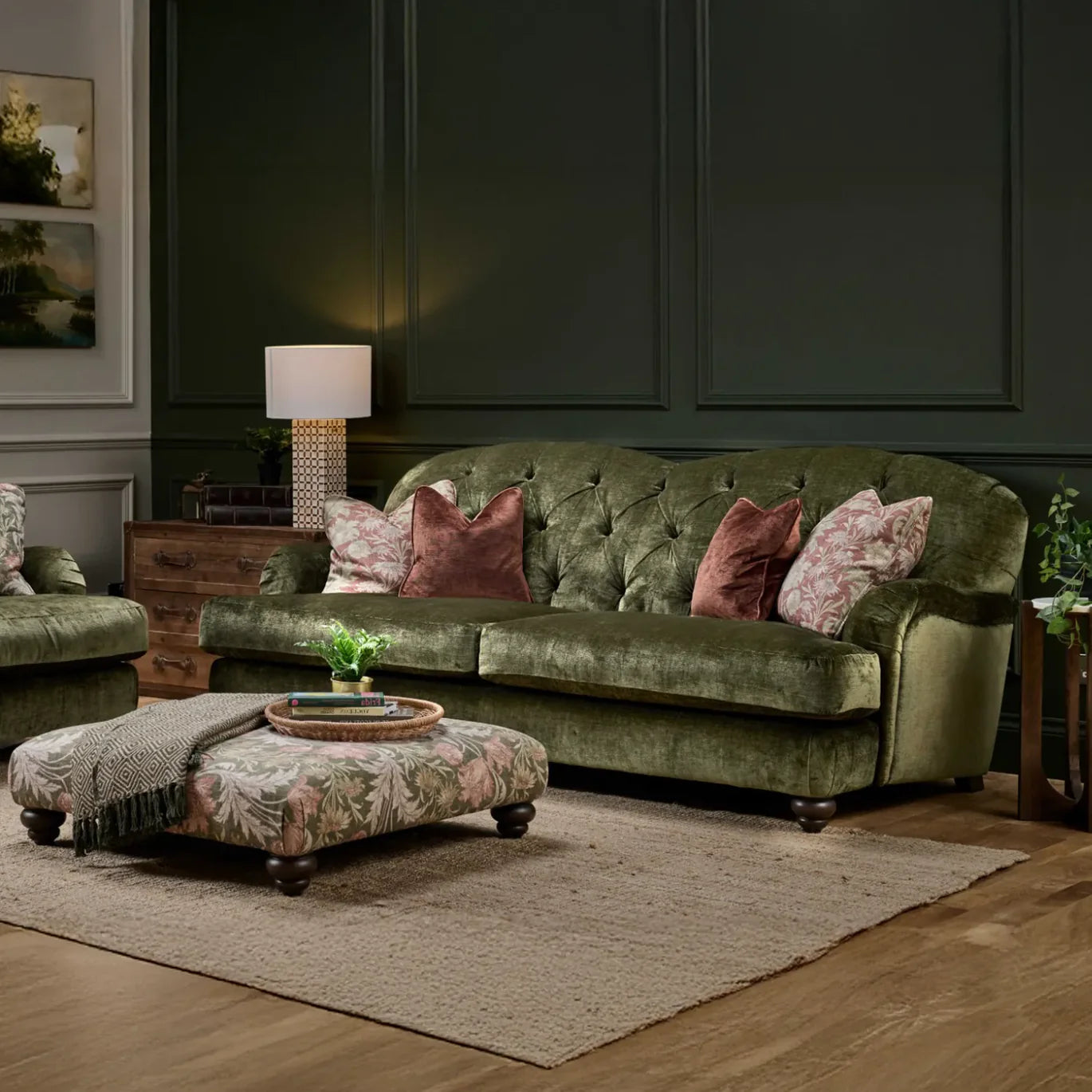 Derry 3 seater button back sofa