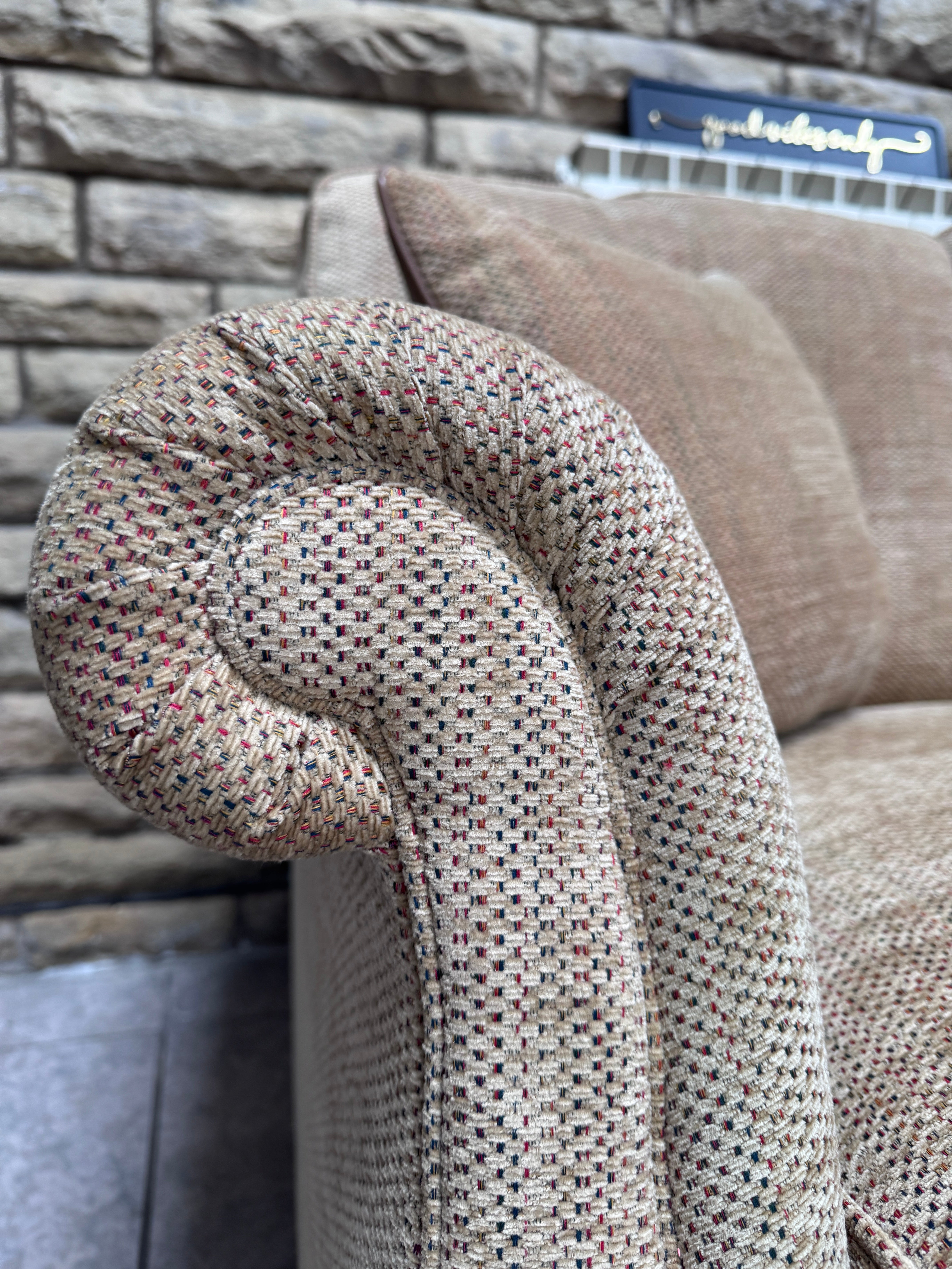 Eastbury 2 seater scroll arm sofa in Baslow Plain Gold velvet fabric (pair available)