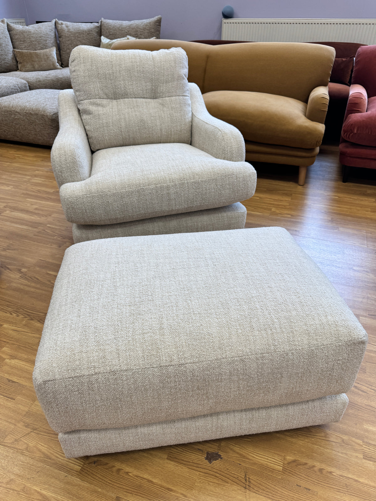 Rowan accent chair in Natural mix weave boucle fabric