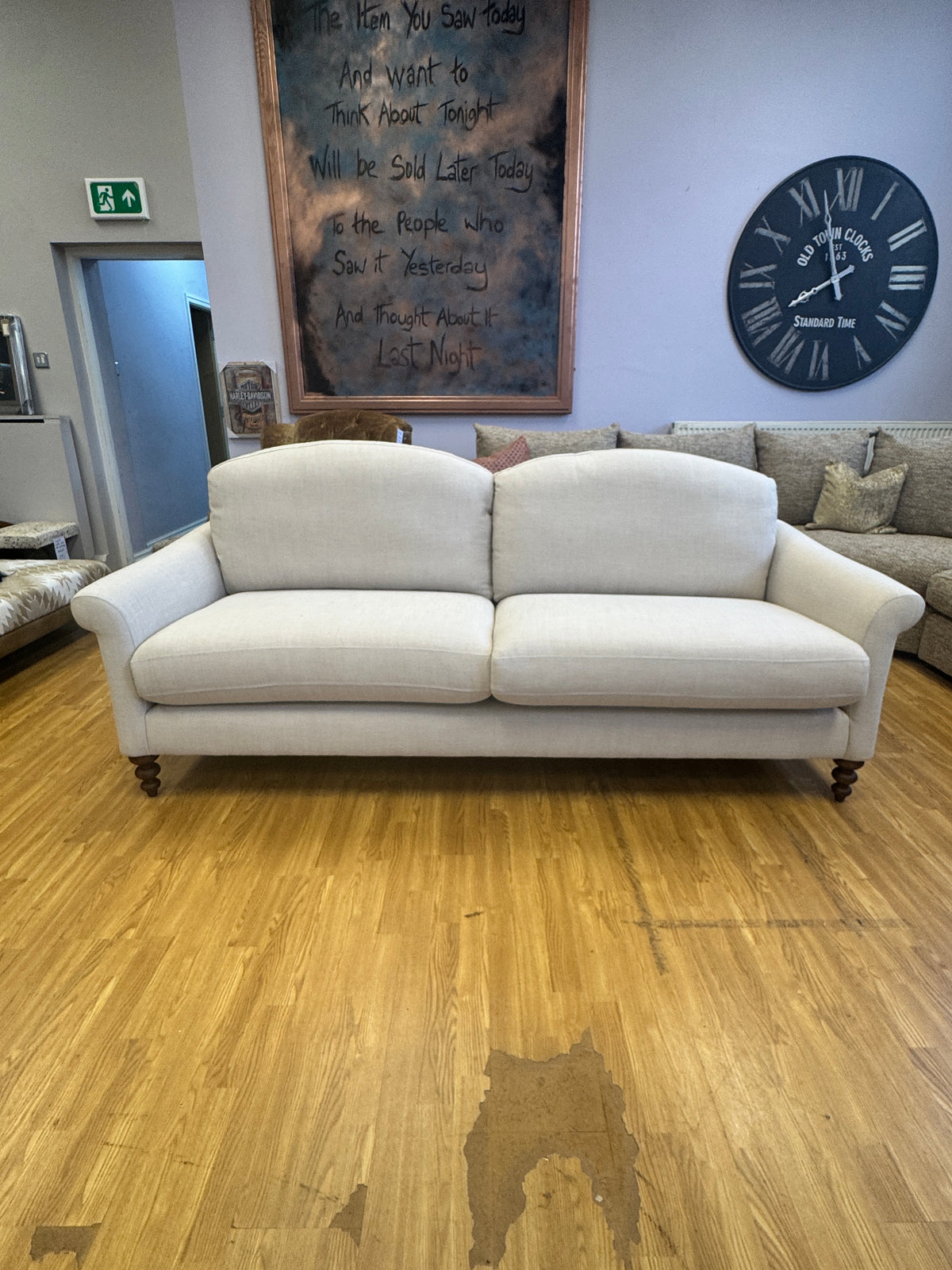 Clover 4 seater standard back sofa in natural linen mix fabirc