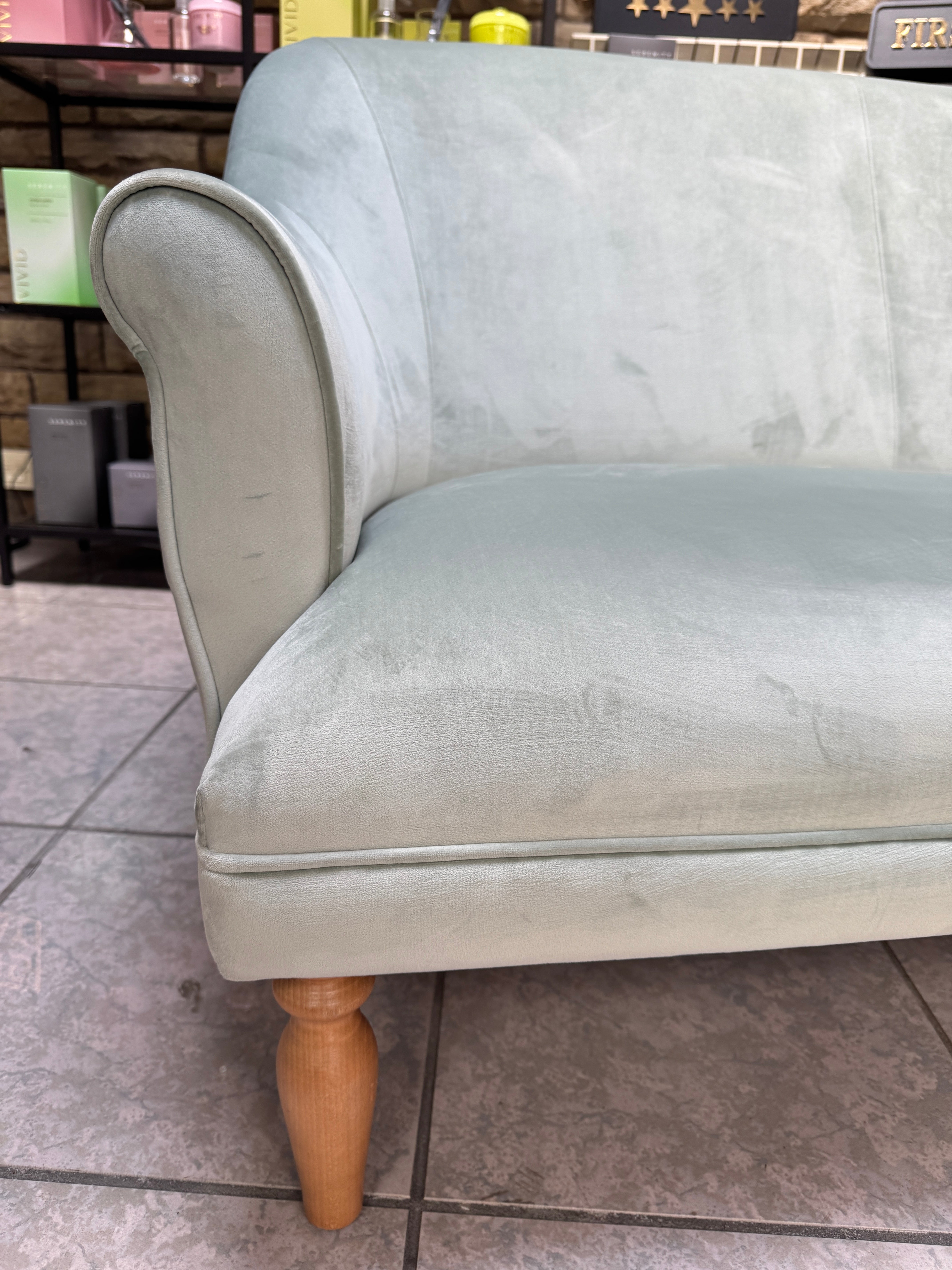 Souffle 2 seater sprung seat sofa in Mint green velvet