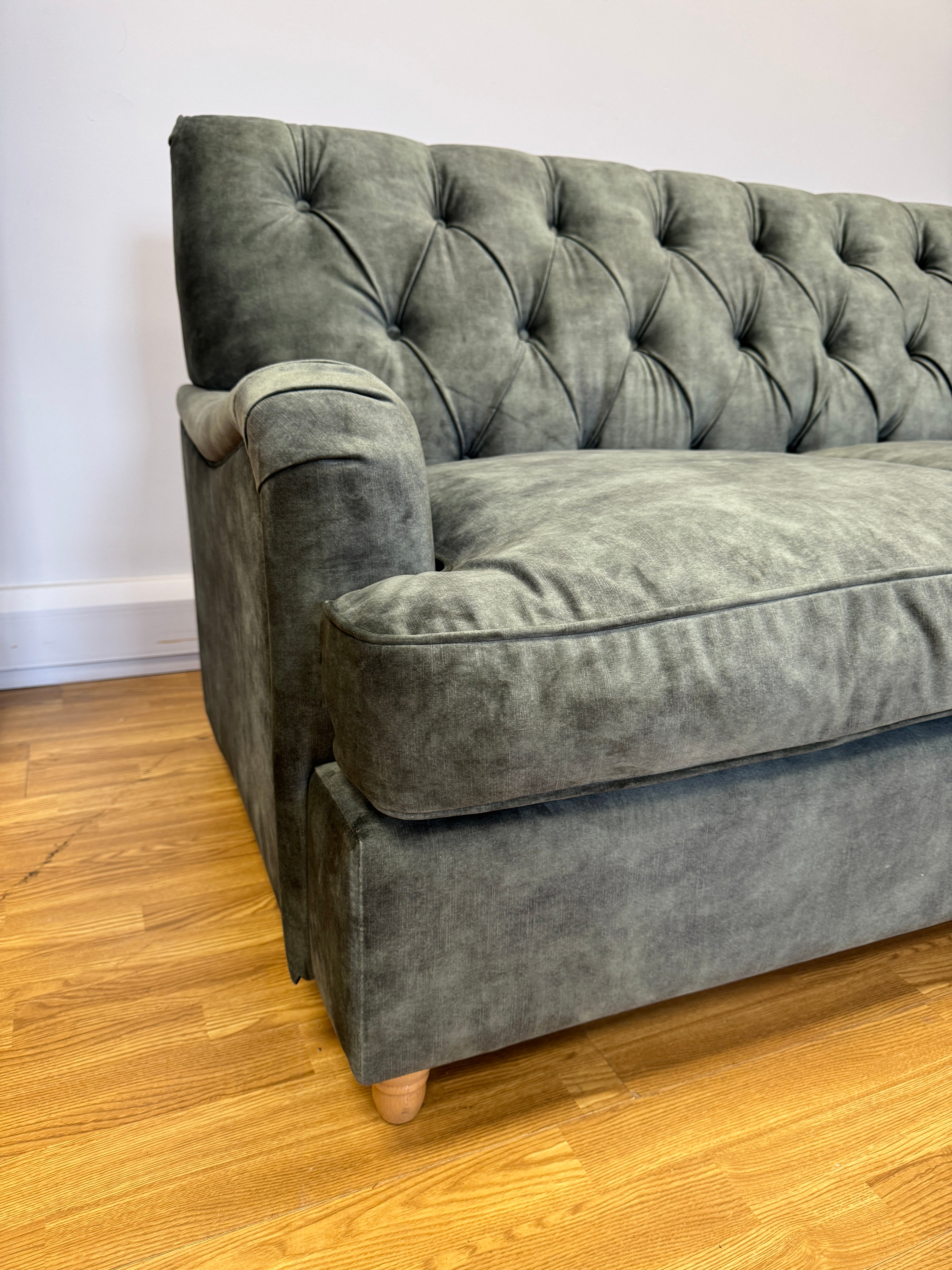 Willow & Hall Foxcote 2 seater sofa bed in Forest green vintage velvet