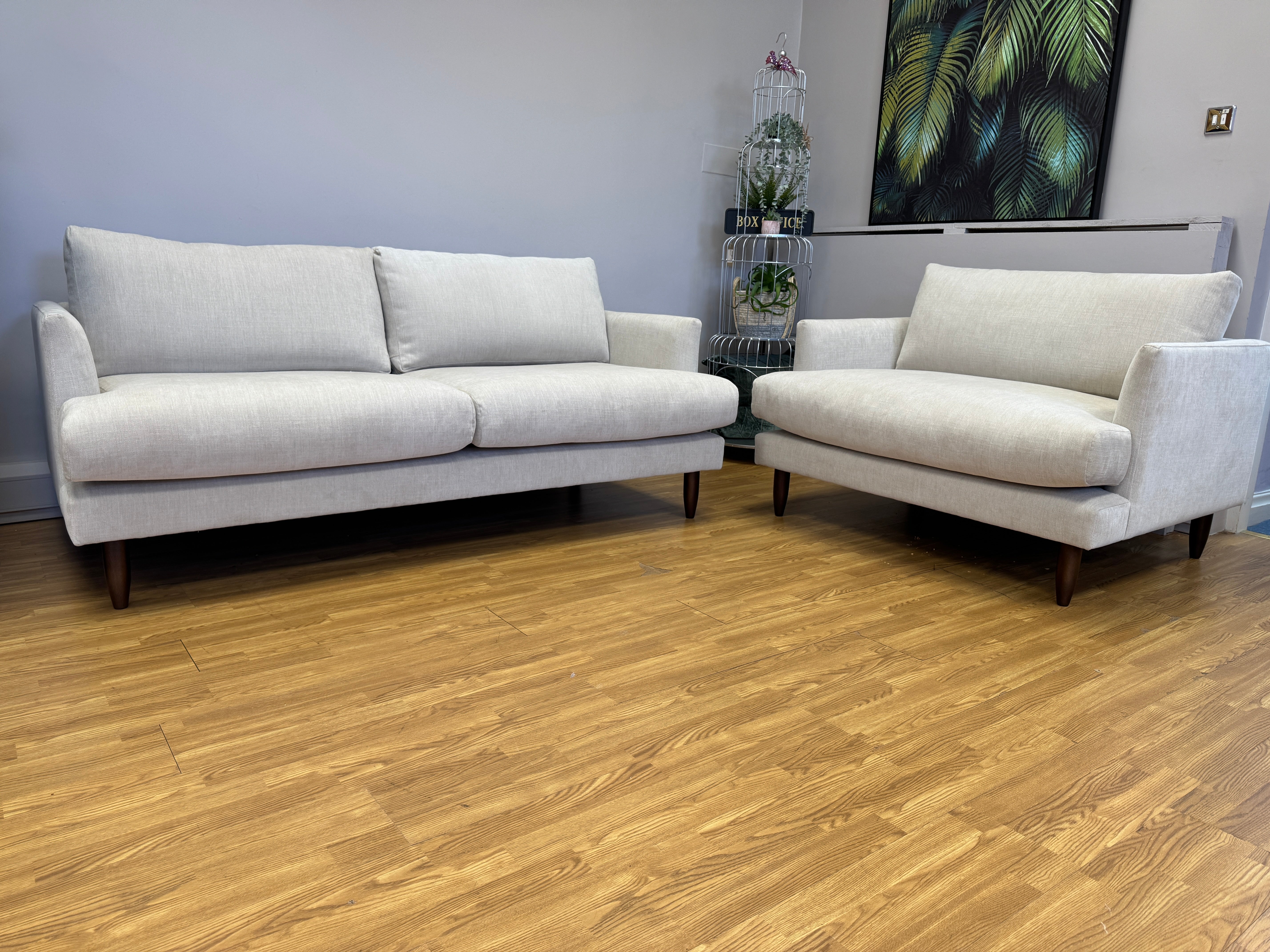 Sofology designer 3 seater sofa in natural skinny cotton fabric