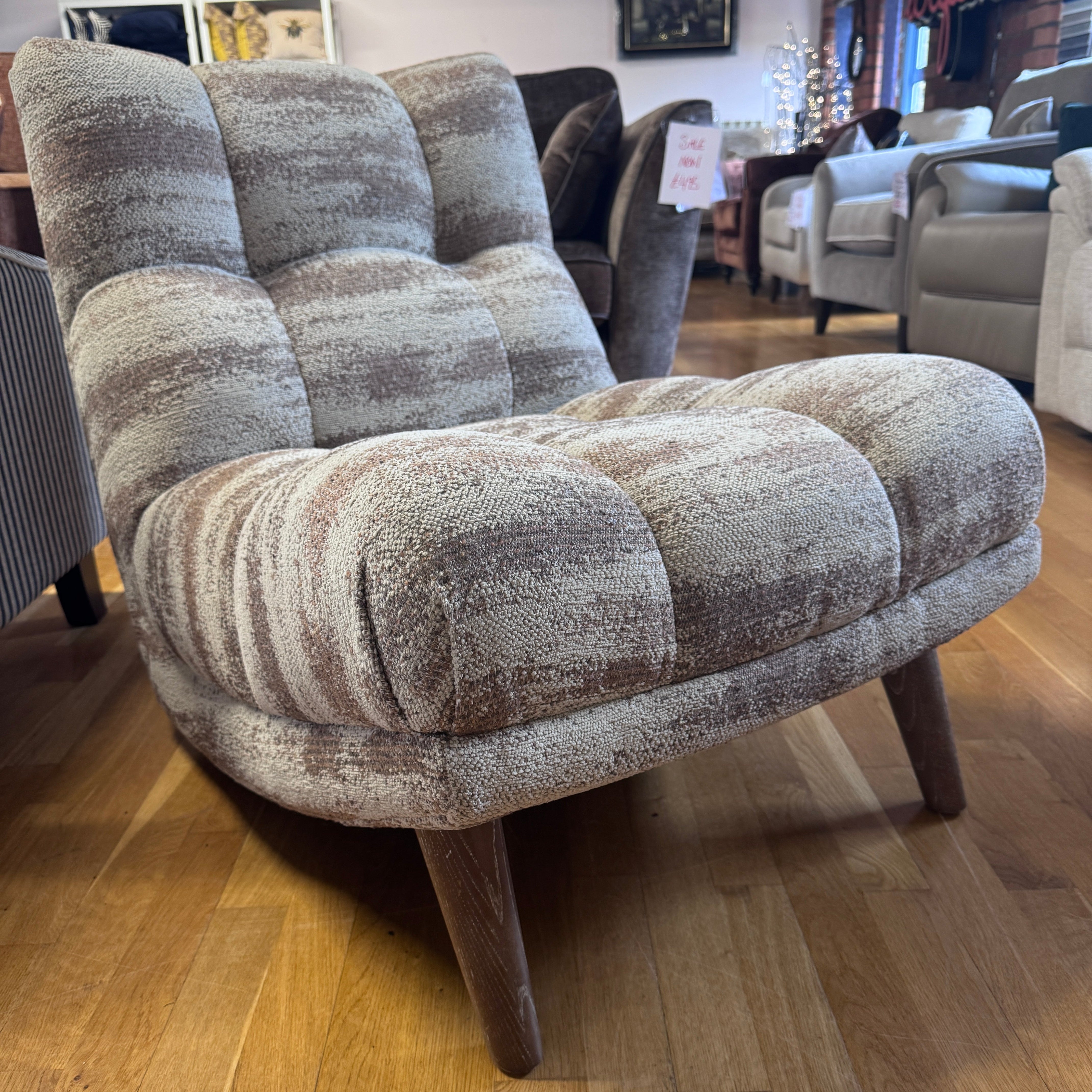 At the Helm Paolo armless accent chair in natural and terracotta